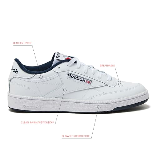 Reebok Mens Club C 85 Mens Tennis Shoes, Casual Fashion White Sneakers for Men