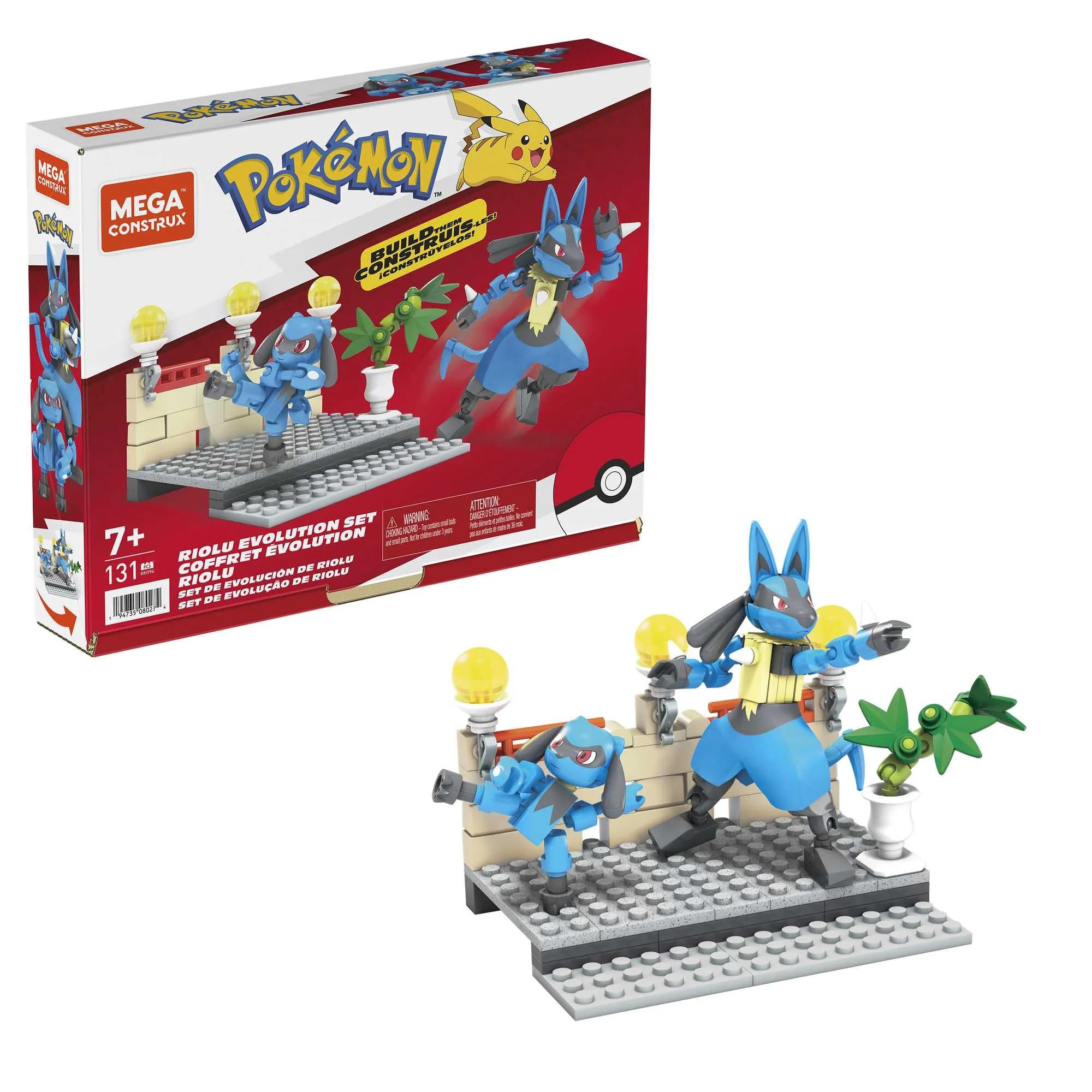 MEGA Pokemon Riolu Evolution Set - 95pc Anime Building Set - Articulated Figures - Ages 6+