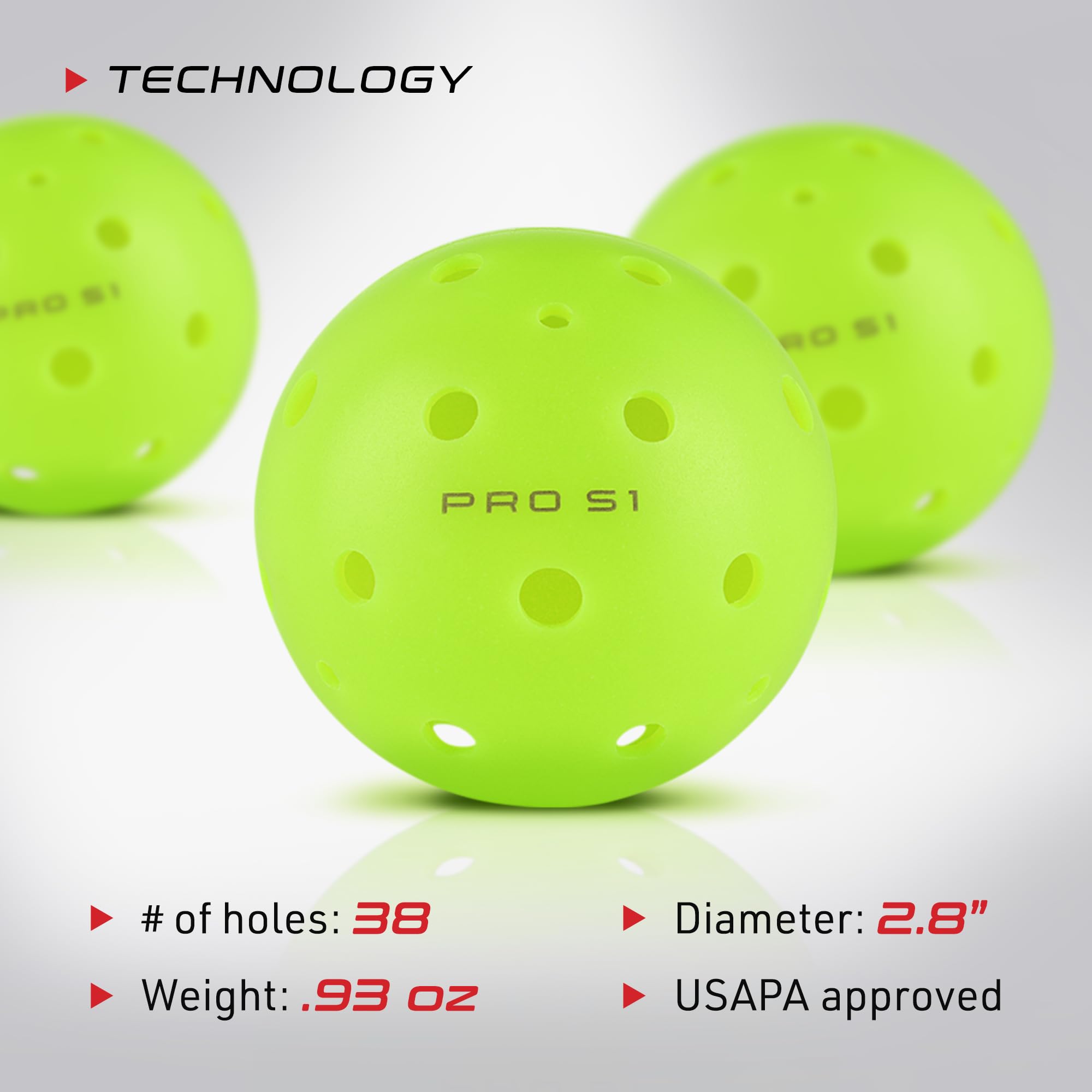 Selkirk Sport Pro S1 Ball 38 Hole Outdoor Pickleball Ballss
