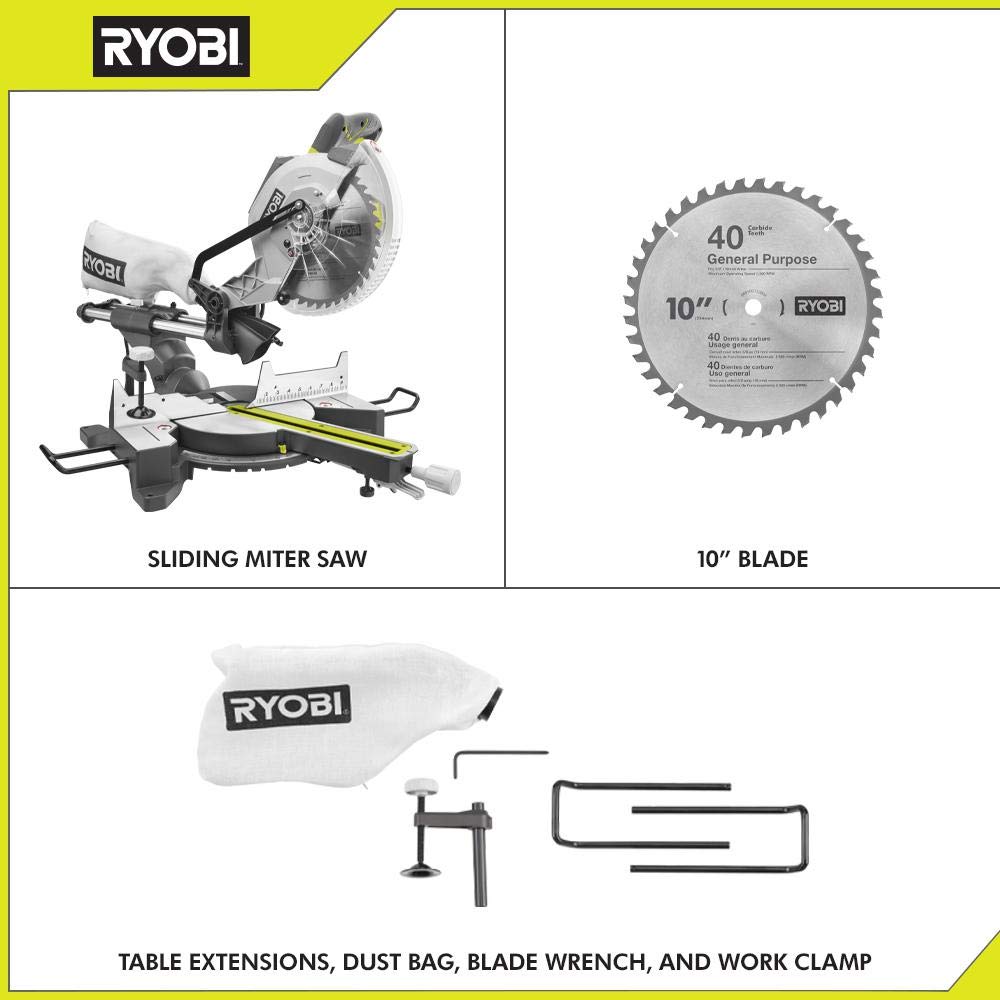 Ryobi 15 AMP 10 in. Corded Sliding Compound Miter Saw