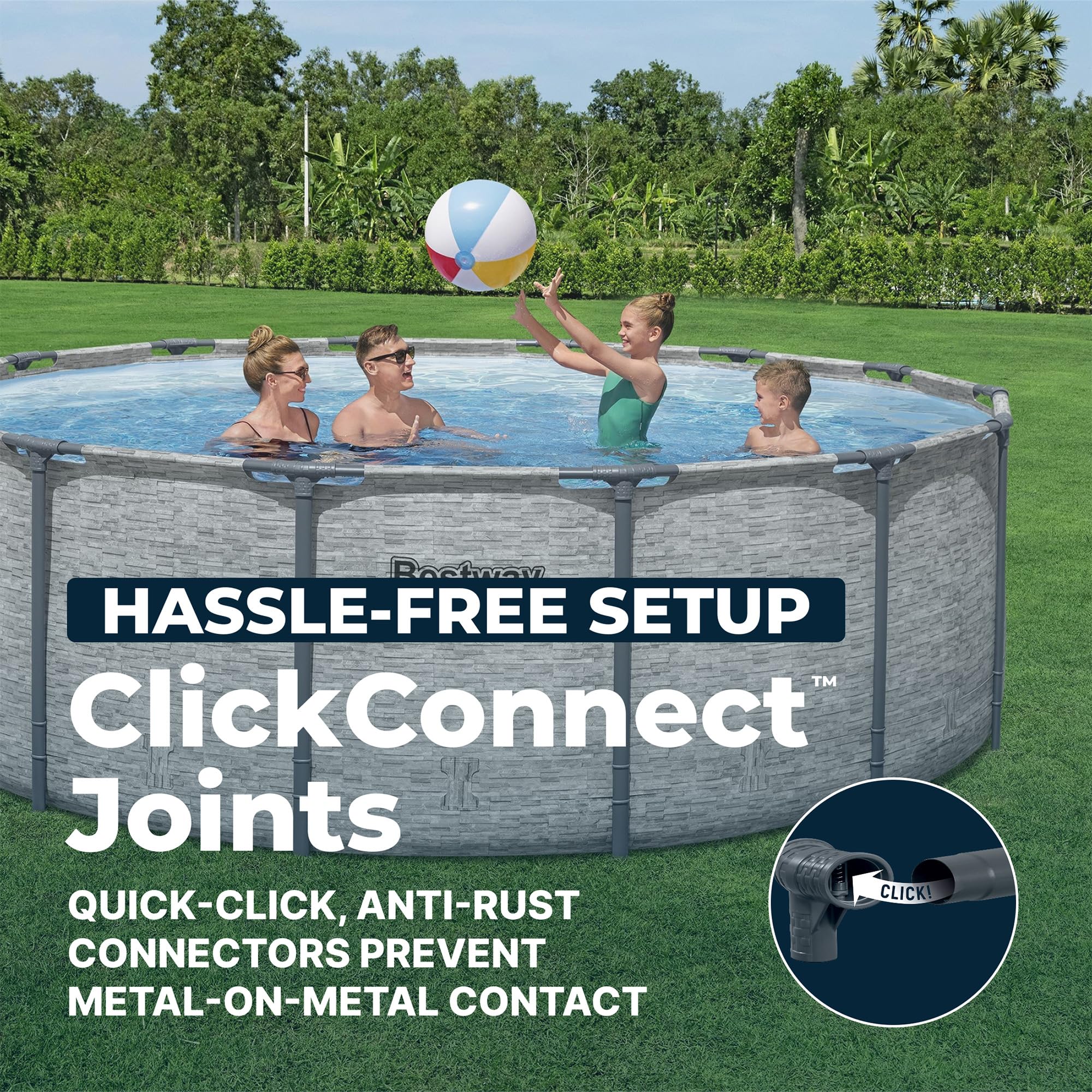 Bestway Steel Pro MAX Metal Frame Above Ground Outdoor Backyard Swimming Pool Set