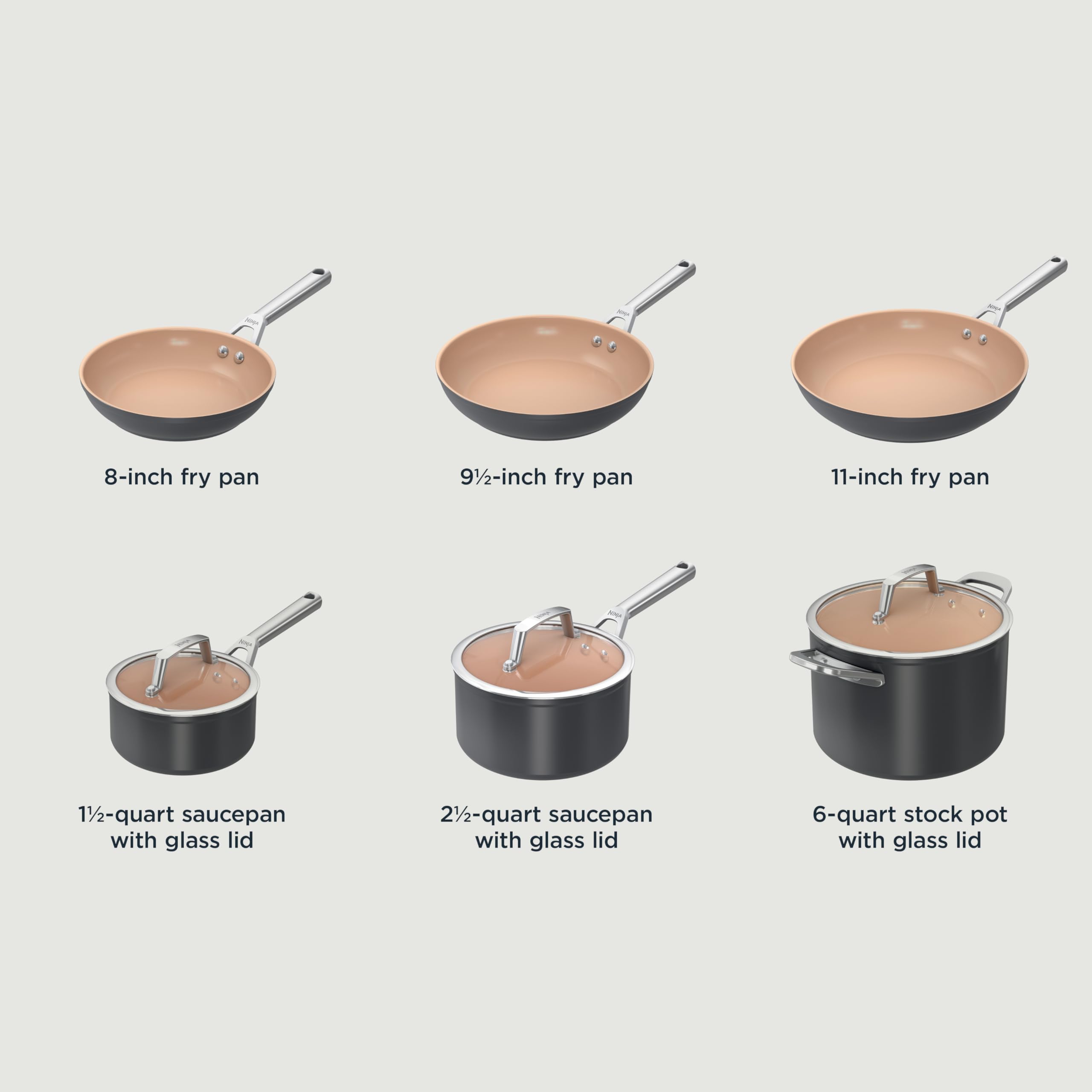 Ninja CW90020 Extended Life Premium Ceramic 8" Fry Pan , Nonstick Fry Pans and Pots