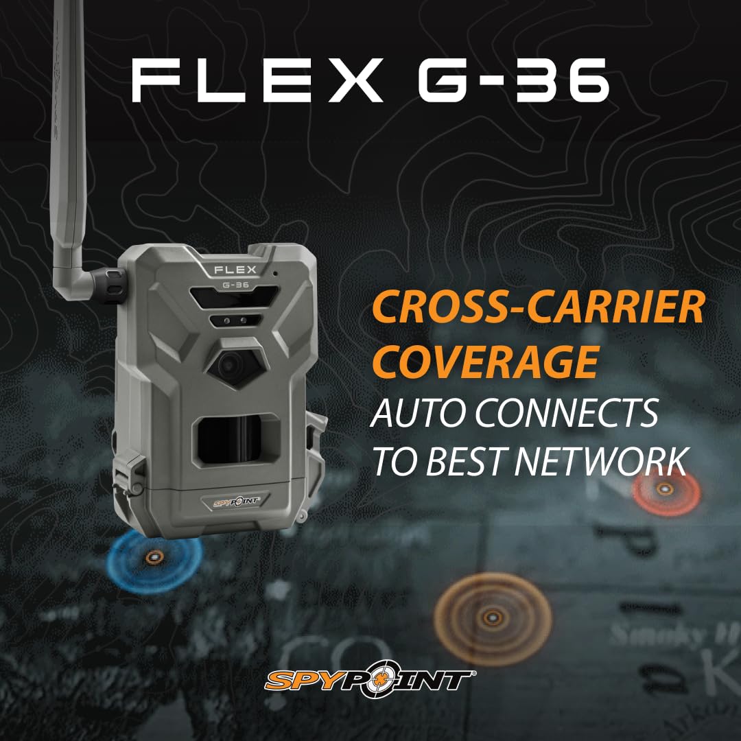 SPYPOINT Flex G-36 Twin Pack Cellular Trail Camera, 36MP Photos and 1080p Videos with Sound, GPS Enabled, Dual-Sim LTE Connectivity