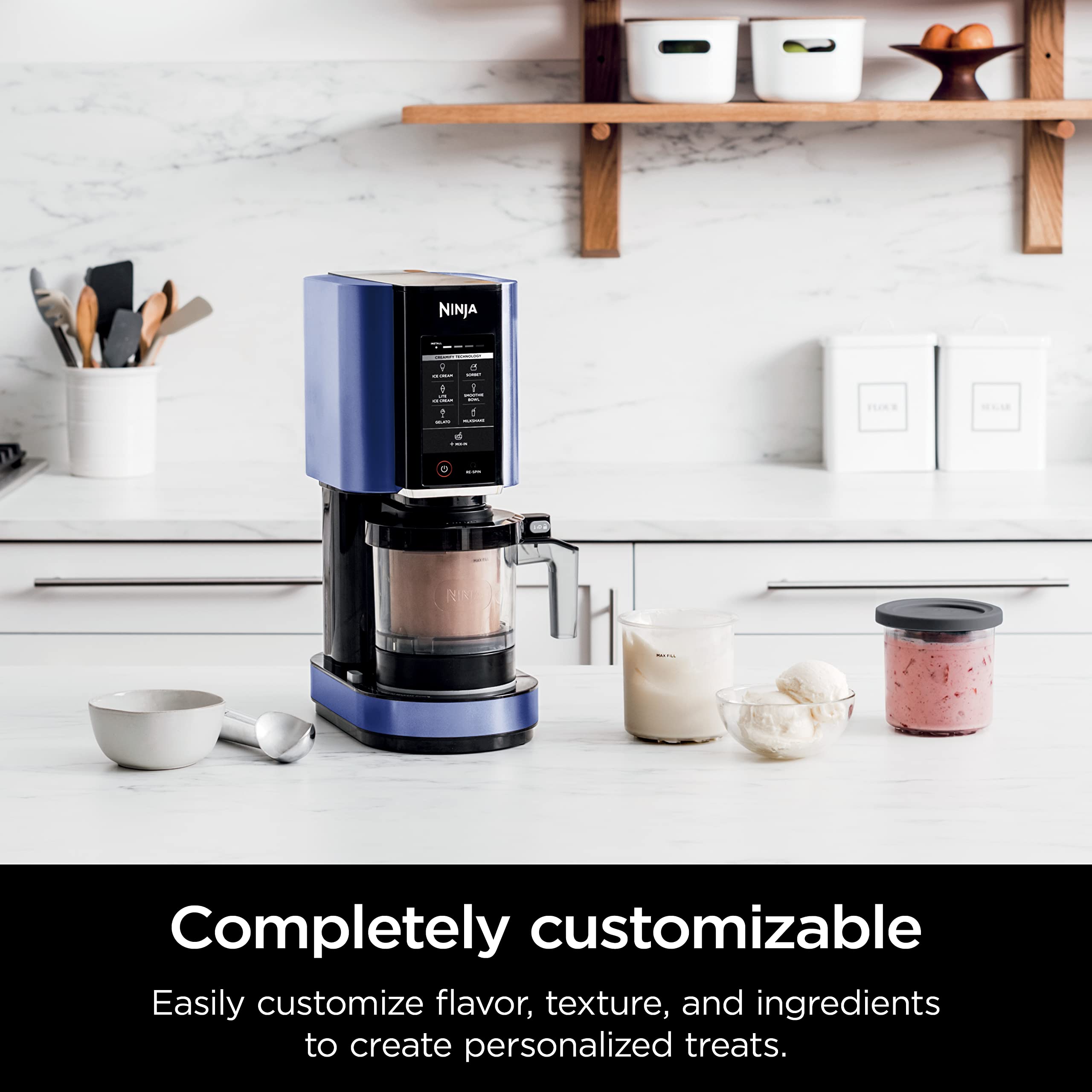 Ninja CREAMi Ice Cream Maker, for Gelato, Mix-ins, Milkshakes, Sorbet, Smoothie Bowls & More, 7 One-Touch Programs, with (2) Pint Containers & Lids, Compact Size, Perfect for Kids