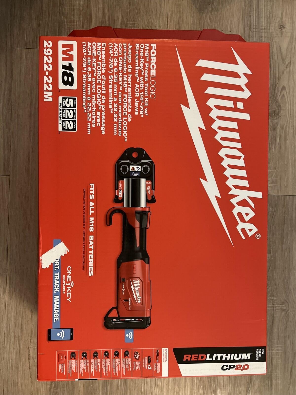 Milwaukee 2922-22M M18 FORCE LOGIC Press Tool Kit w/ One-Key with 1/4"-7/8" Streamline ACR Jaws
