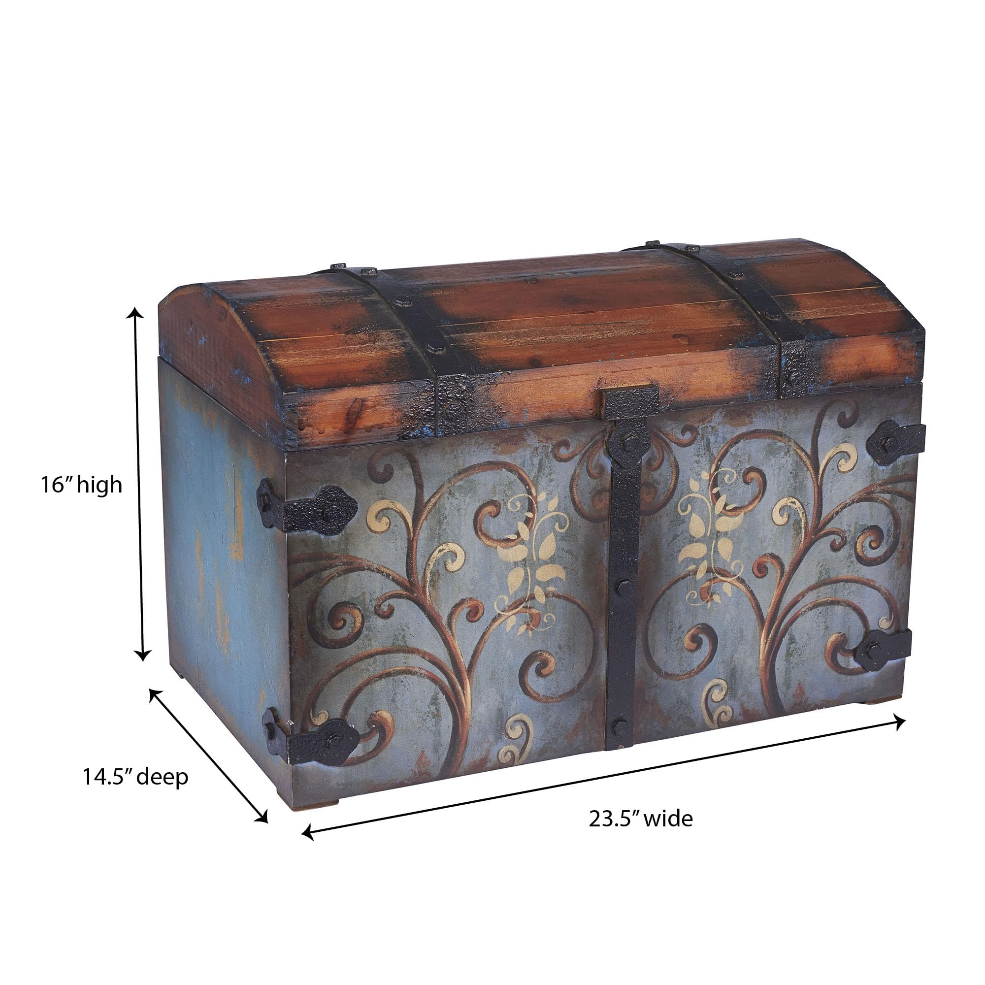 Household Essentials Vintage Wood Storage Trunk