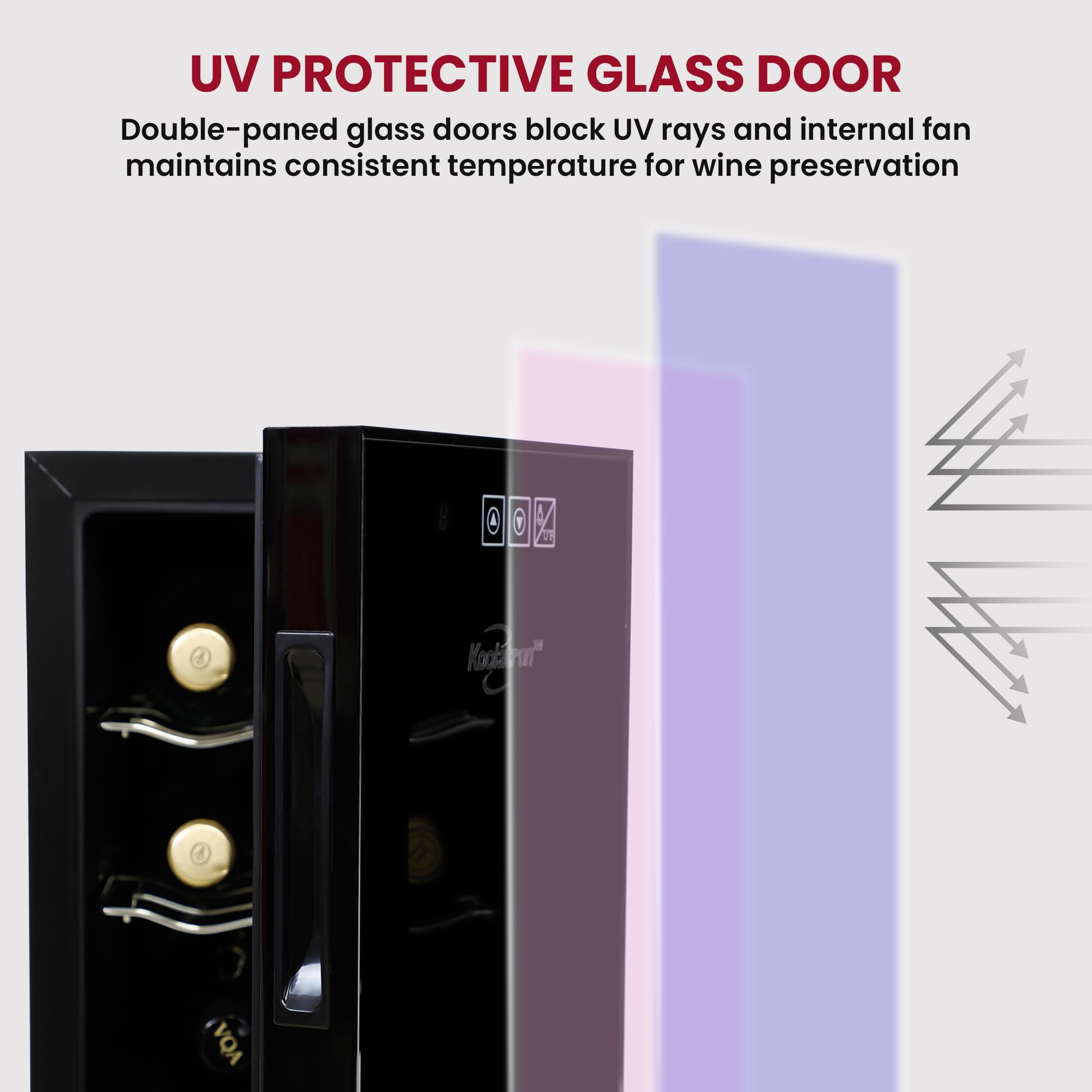 Koolatron 6 Bottle Wine Fridge – Freestanding Wine Cooler with Glass Door 0.6 cu ft (16 L)