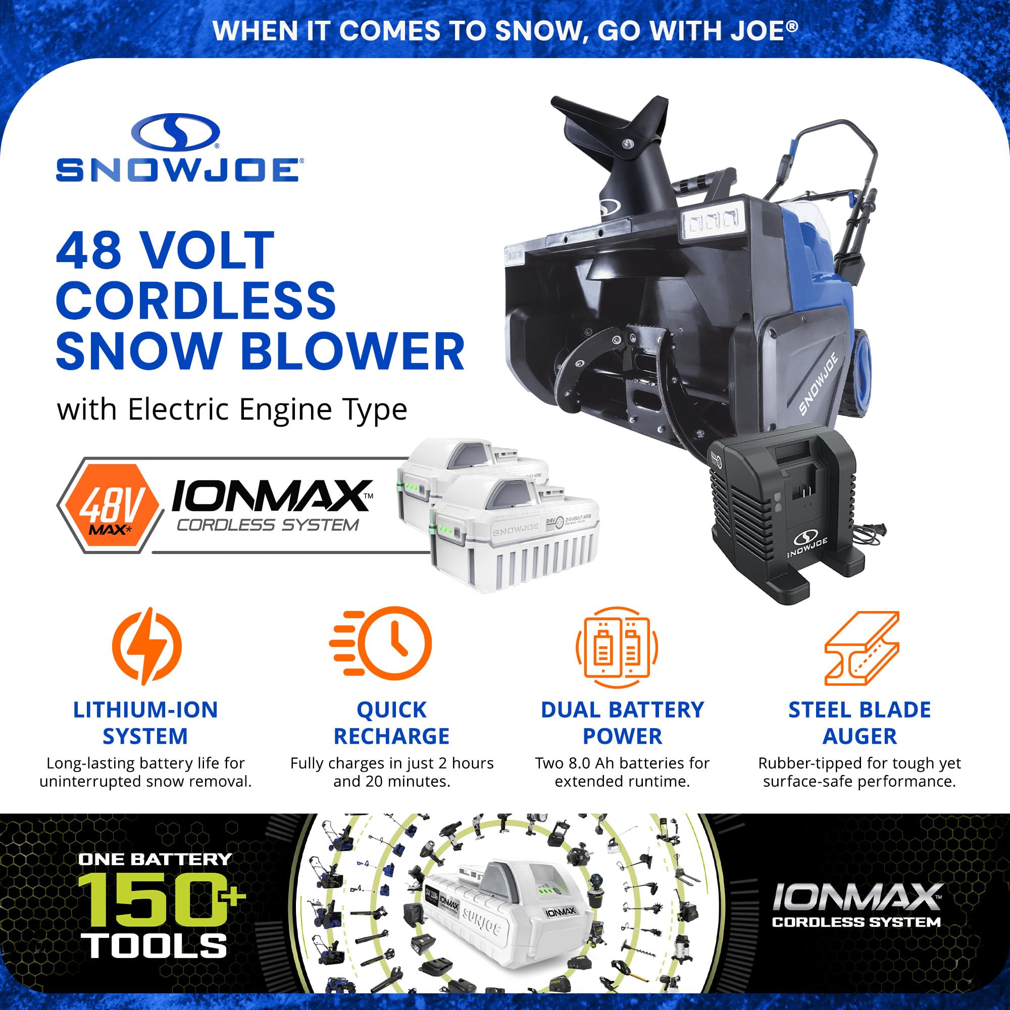 Snow Joe 48V Cordless Snow Blower Kit with Cover