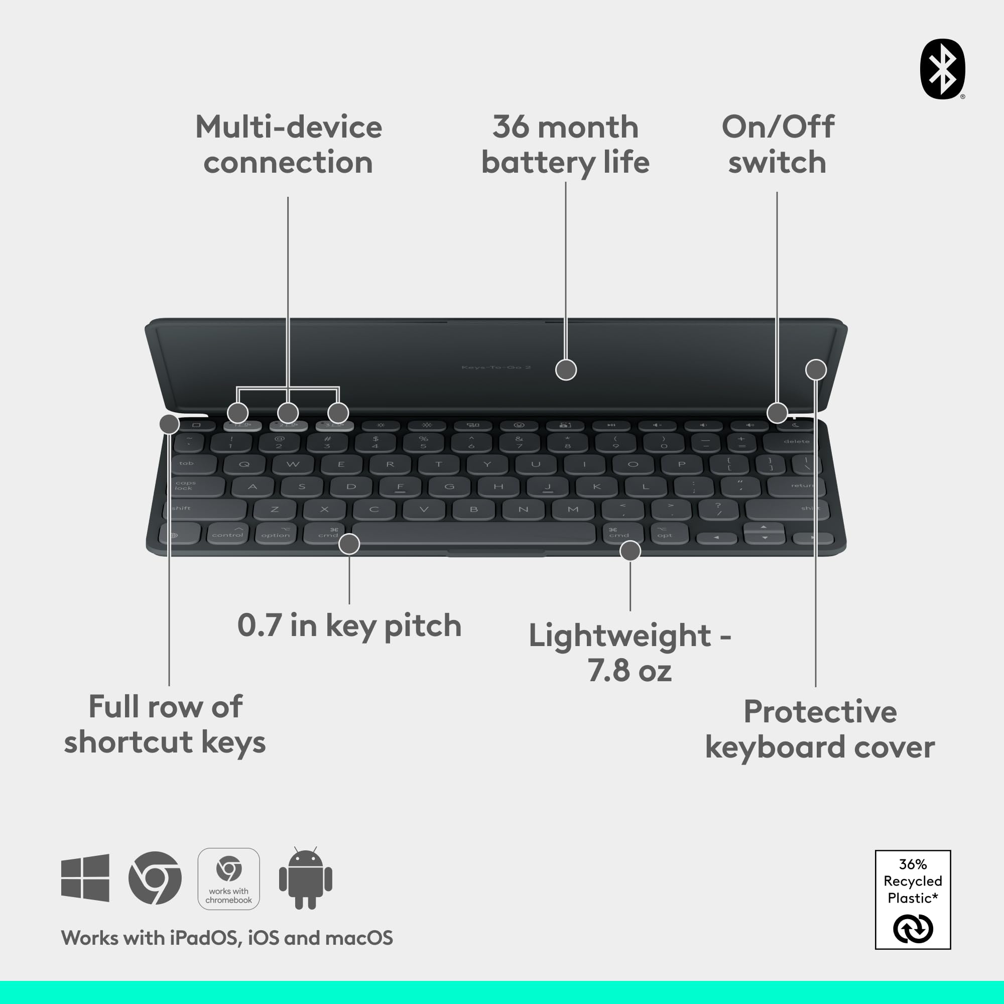 Logitech Keys-to-Go Super-Slim and Super-Light Bluetooth Keyboard