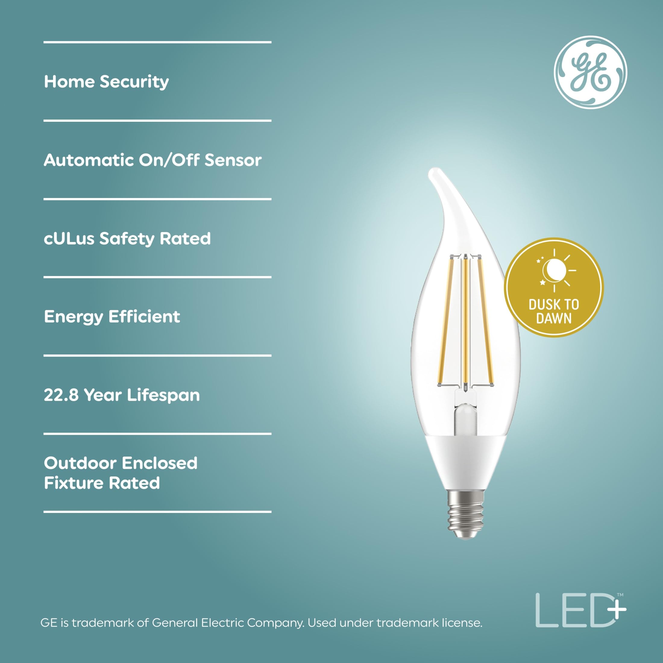 GE LED+ CA11 Dusk to Dawn LED Light Bulbs