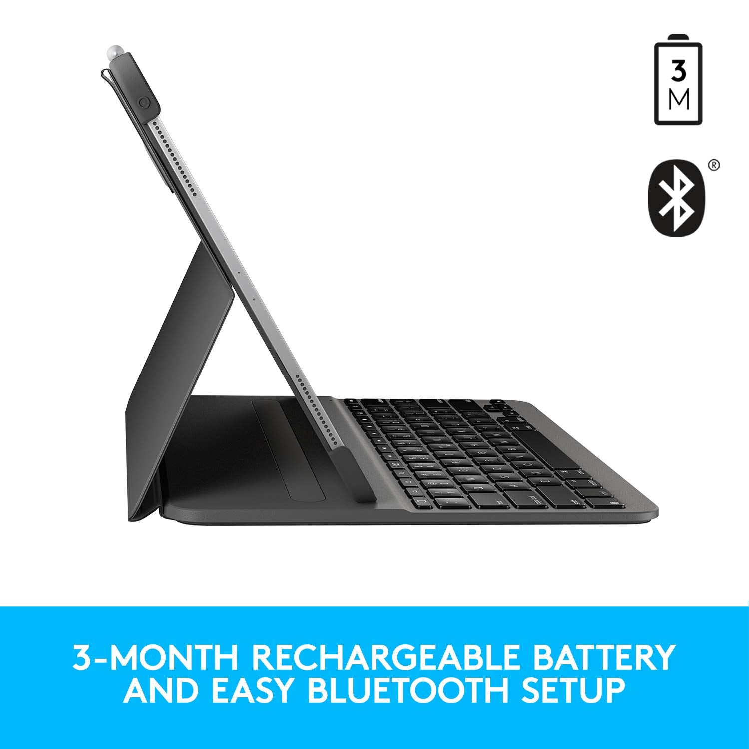 Logitech Slim Folio PRO Backlit Bluetooth Keyboard Case for iPad Pro 12.9-inch (3rd and 4th gen) - Graphite