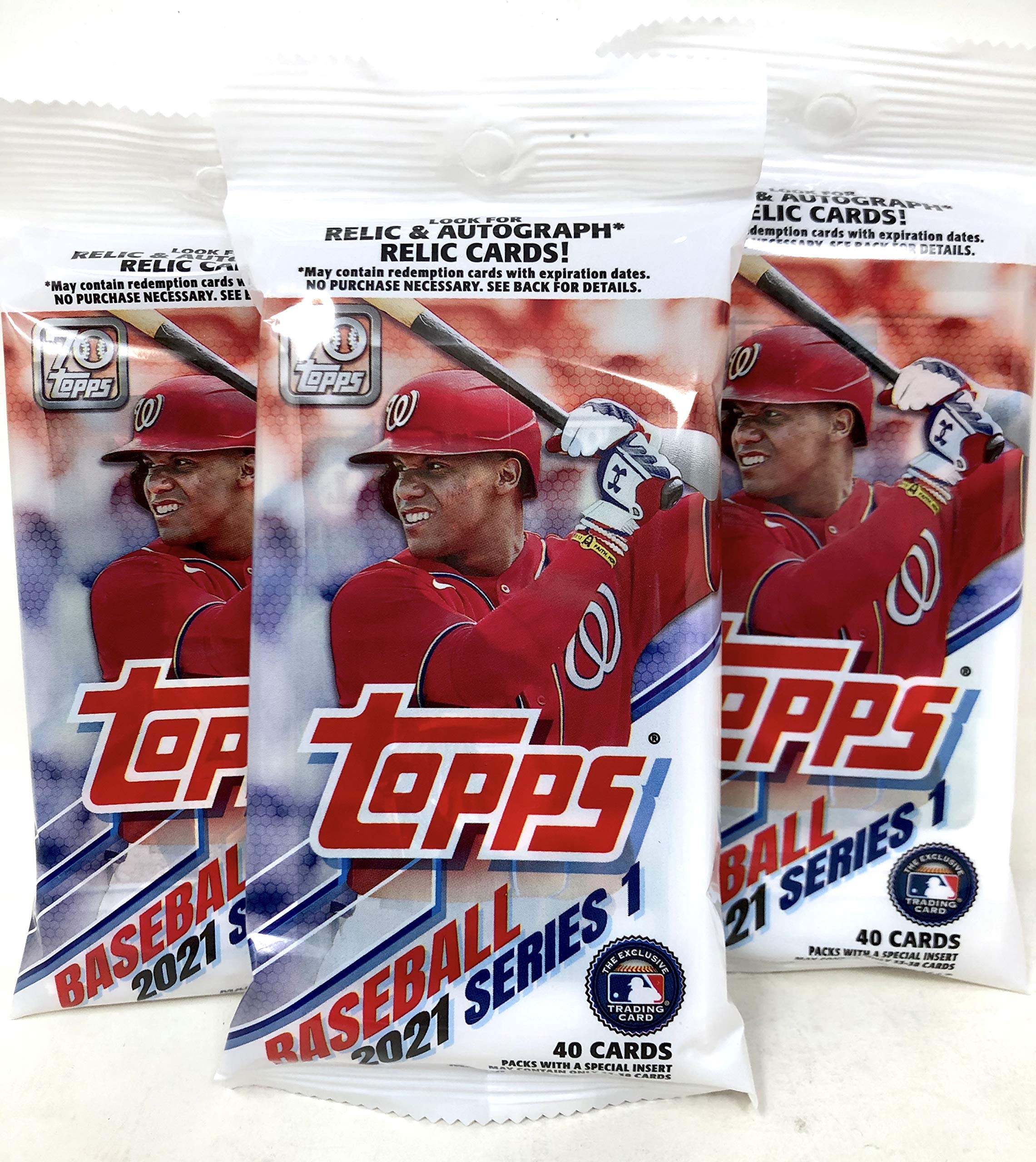 MLB Topps 2021 Series 1 Baseball LOT of 3 Trading Card VALUE Packs [40 Cards Per Pack]