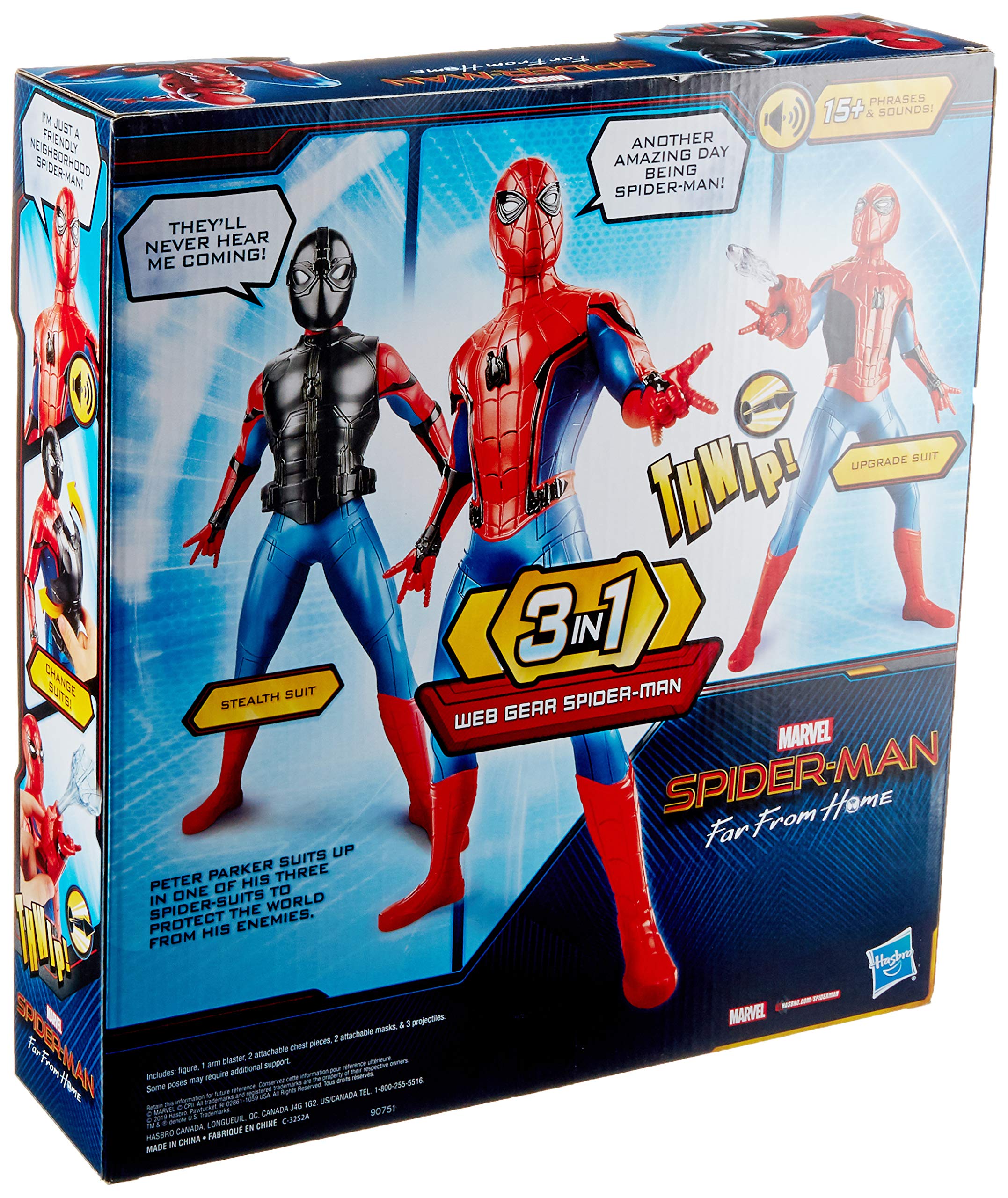 Spider-Man: Far from Home Deluxe 13-Inch-Scale Web Gear Spider-Man Action Figure with Sound FX, Suit Upgrades, and Web Blaster Accessory