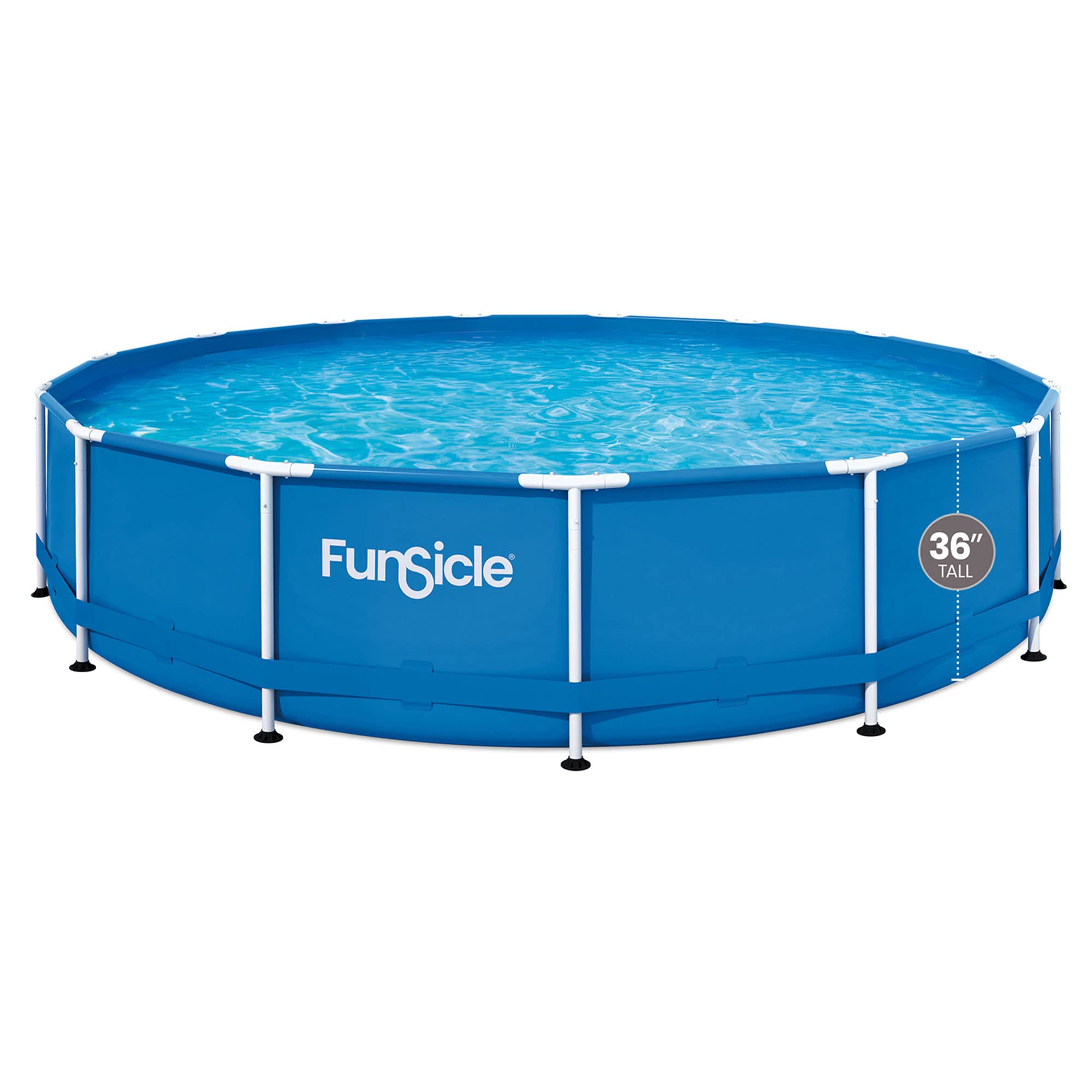 Funsicle 4 Person Outdoor Activity Metal Frame Round Above Ground Swimming Pool with SkimmerPlus Filter Pump, Blue