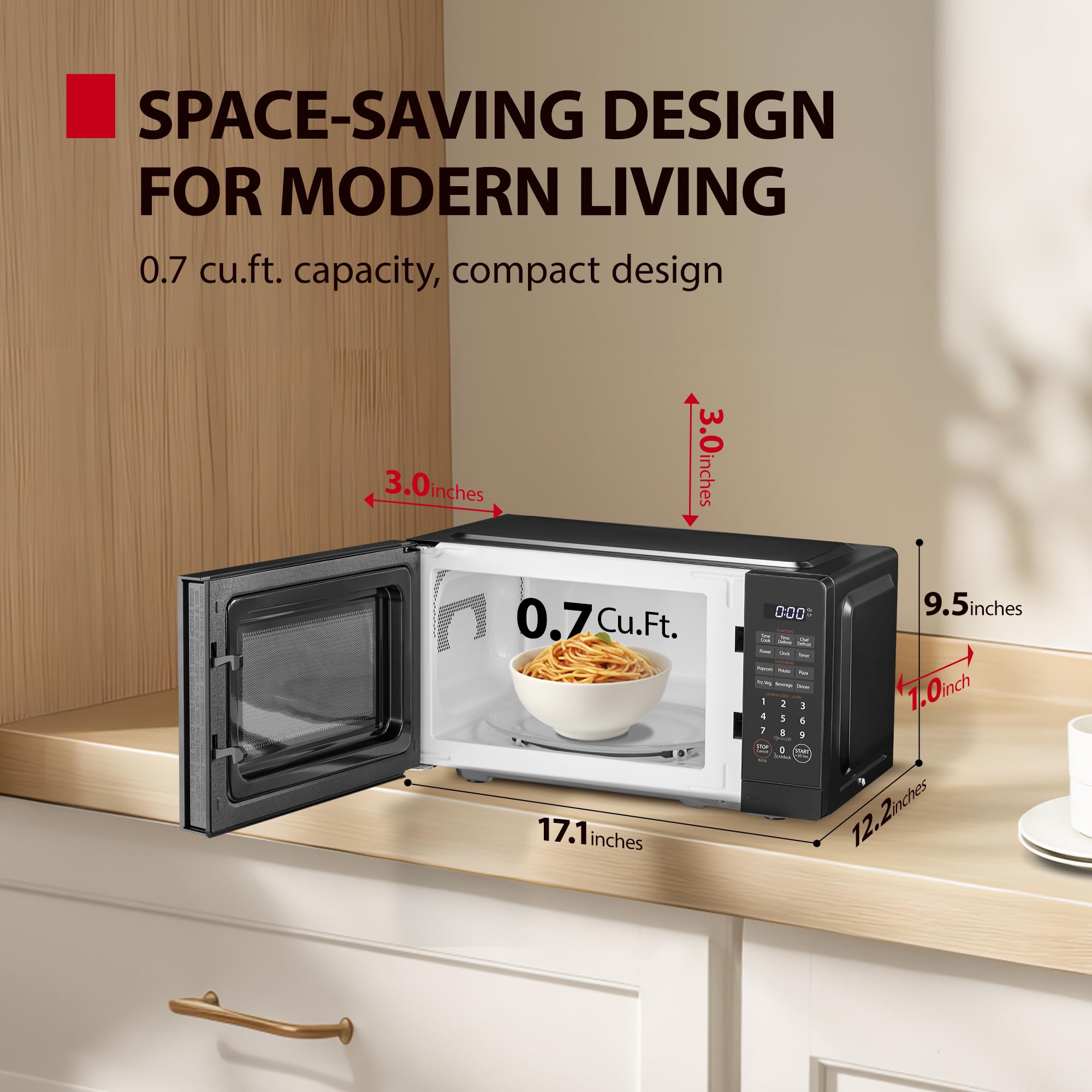 TOSHIBA Small Microwave Oven with 11 Power Levels