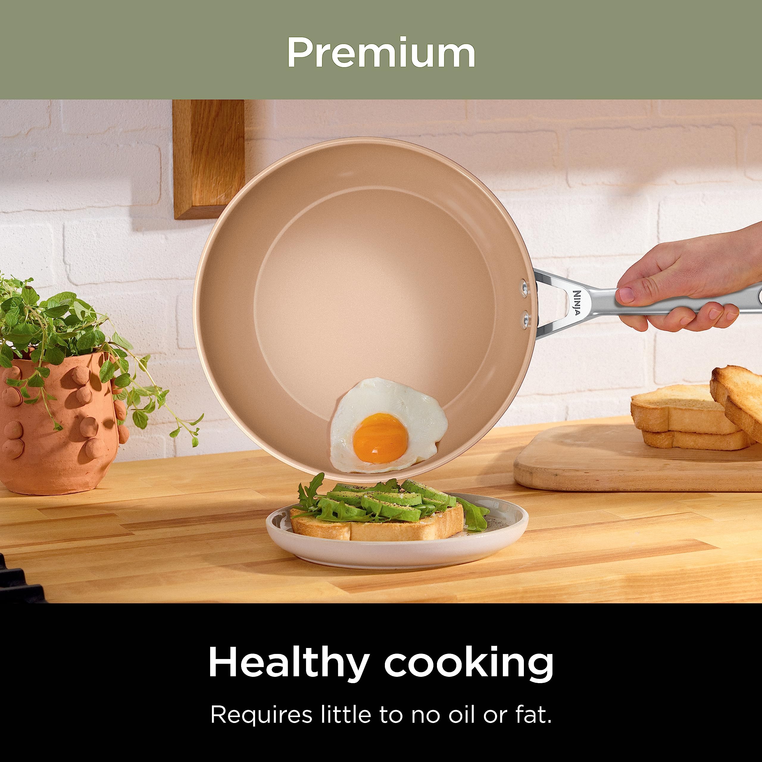 Ninja CW90020 Extended Life Premium Ceramic 8" Fry Pan , Nonstick Fry Pans and Pots