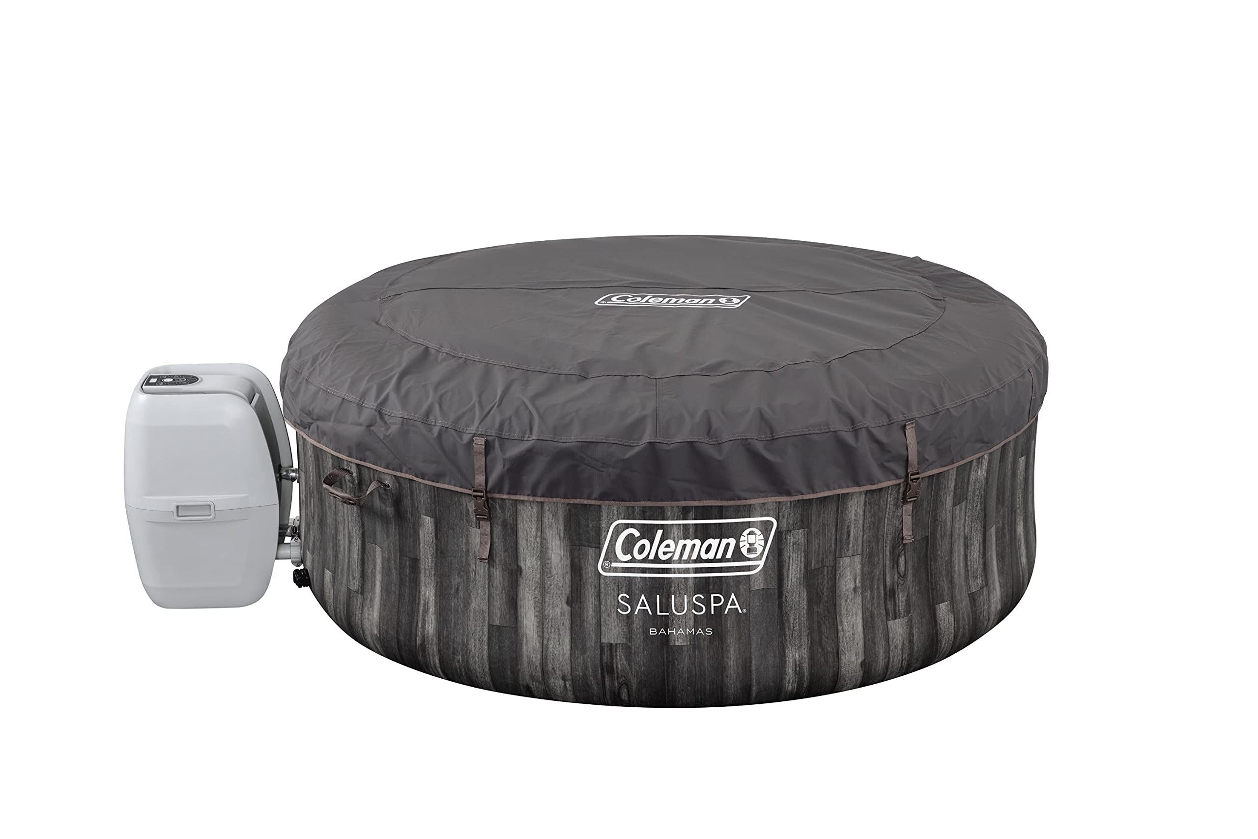 Inflatable Coleman 90455 SaluSpa Bahamas 71-Inch x 26-Inch 4 Person Outdoor Portable Hot Tub Spa with 120 Air Jets, Pump, 2 Filter Cartridges, and Tub Cover