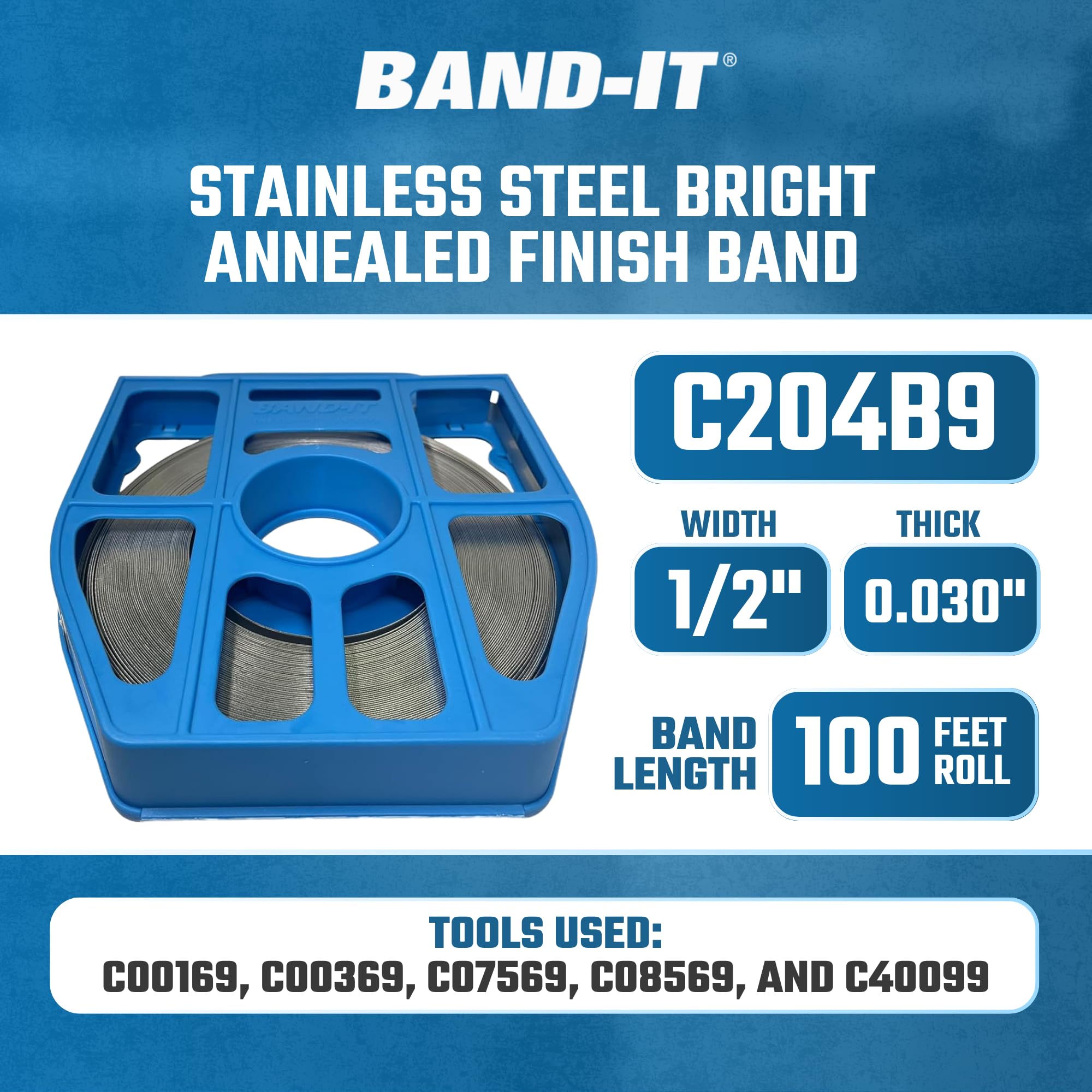 BAND-IT 201 Stainless Steel Bright Annealed Finish Band in Tote