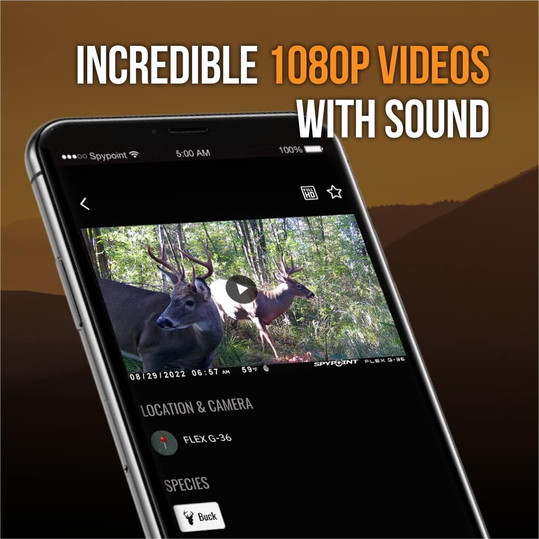 SPYPOINT Flex G-36 Twin Pack Cellular Trail Camera, 36MP Photos and 1080p Videos with Sound, GPS Enabled, Dual-Sim LTE Connectivity