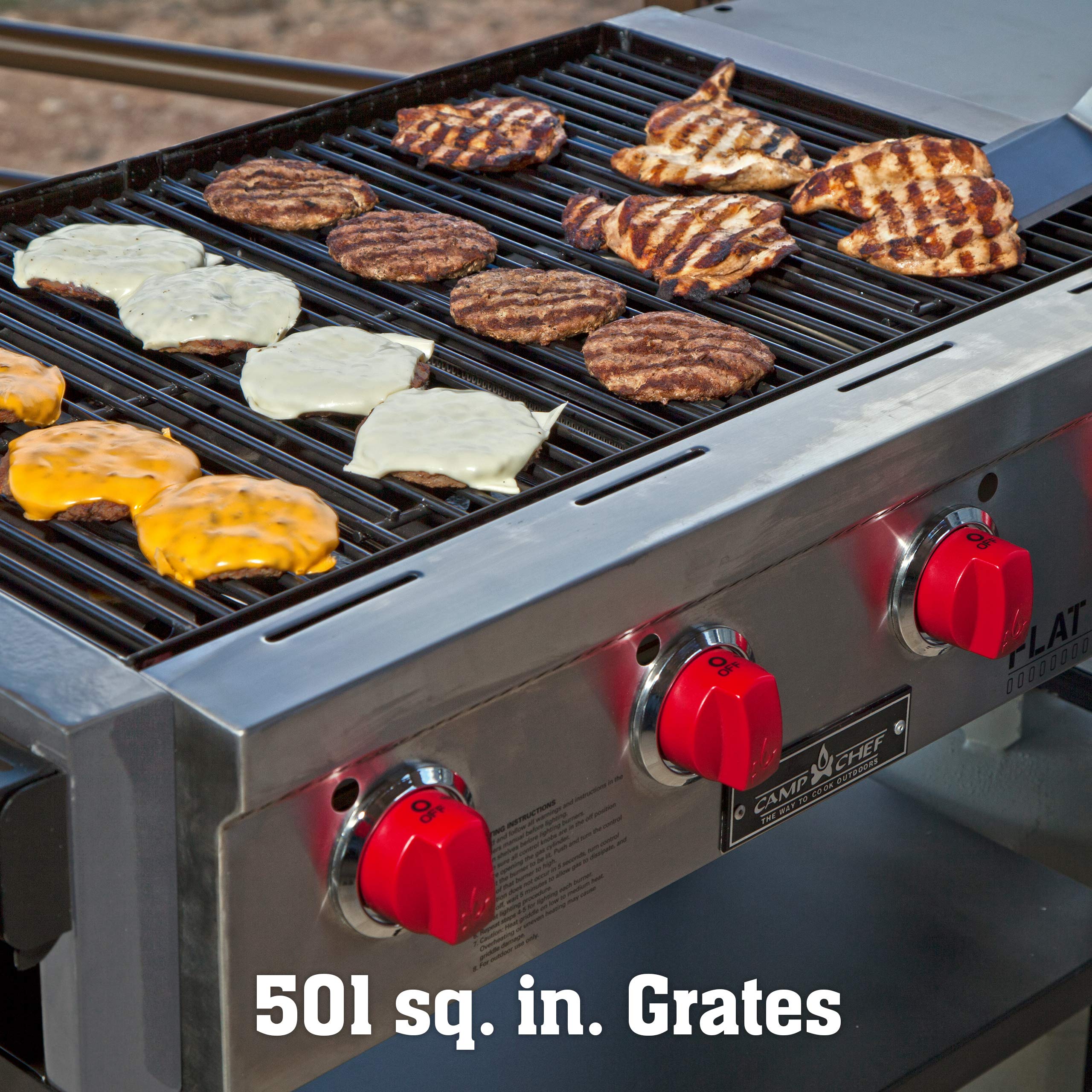 Camp Chef FTG600 Flat Top Propane Grill and Griddle with Side Shelves