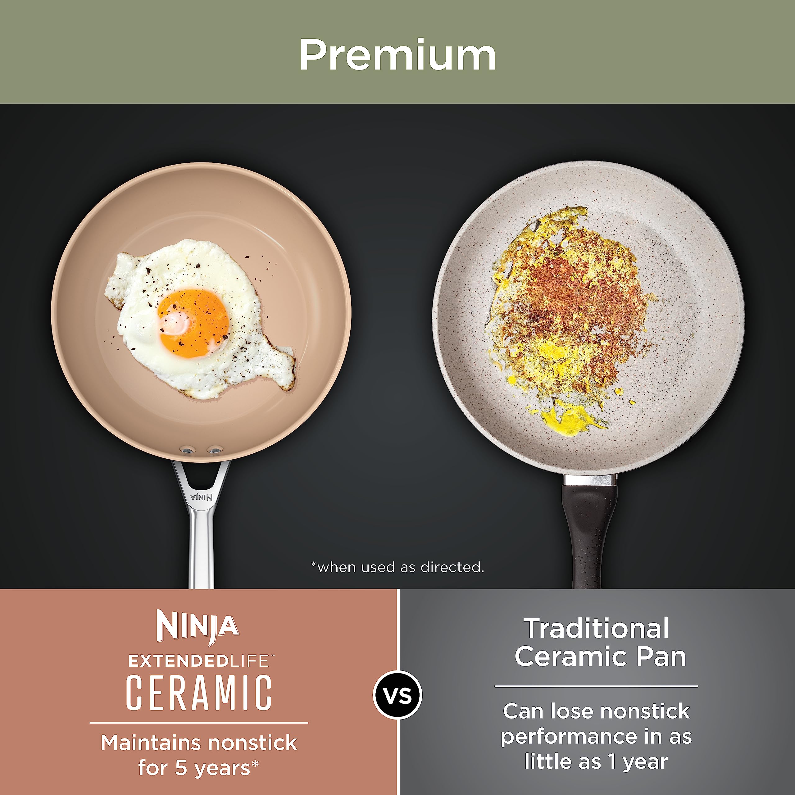Ninja CW90020 Extended Life Premium Ceramic 8" Fry Pan , Nonstick Fry Pans and Pots