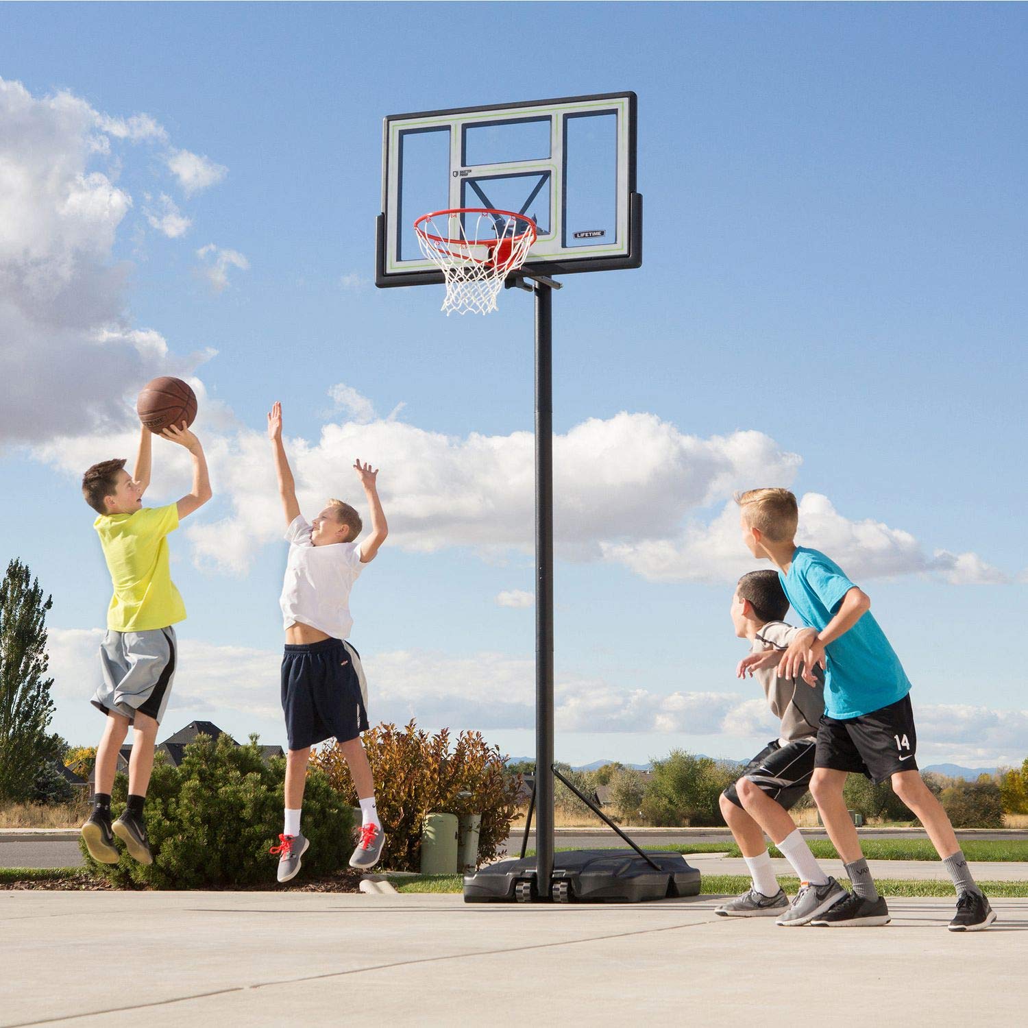 Lifetime 46" Shatterproof Portable Height Adjustable Basketball System, 90584