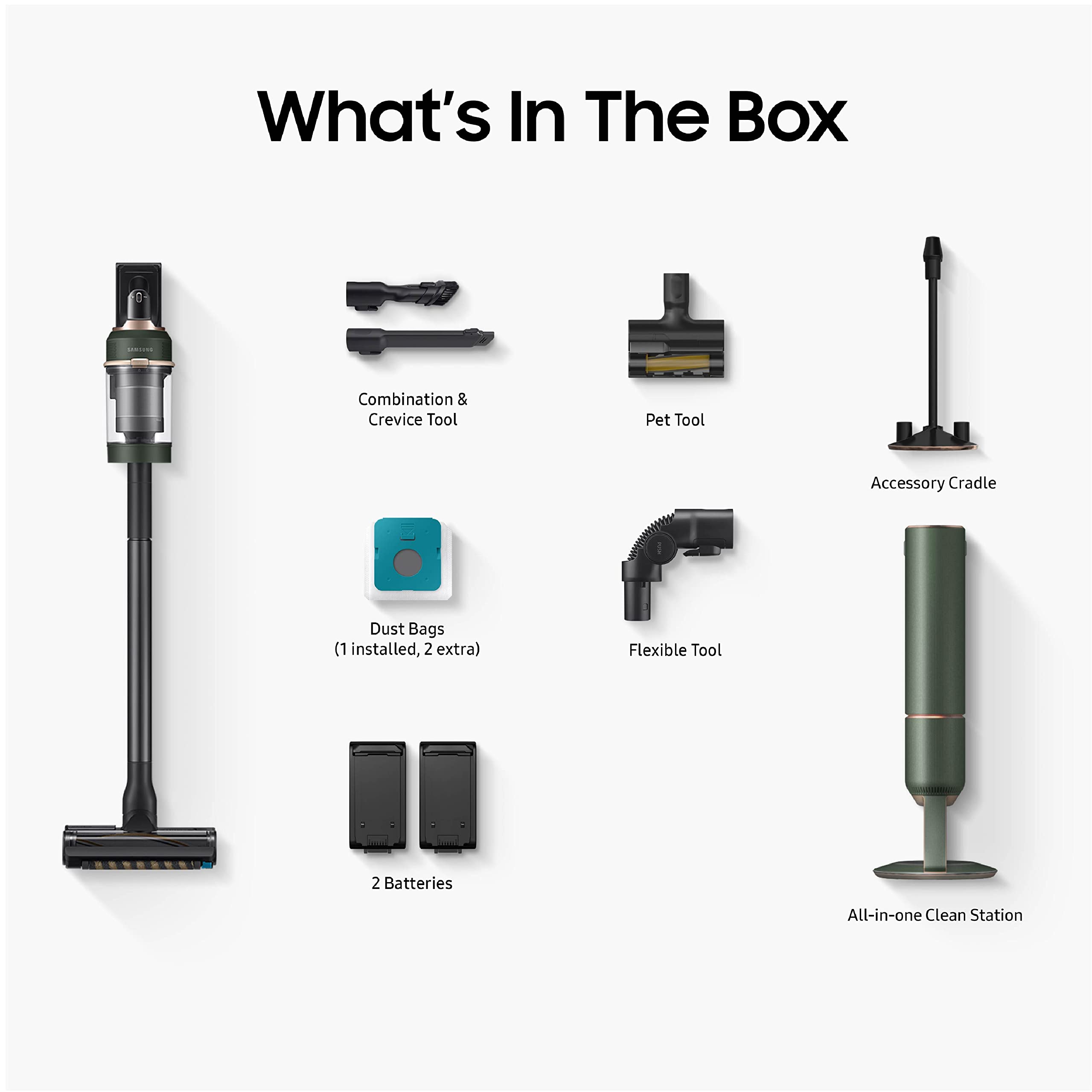 Samsung Bespoke Jet Cordless Stick Vacuum Cleaner with All in One Clean Station, Powerful Floor Cleaning for Carpet, Hardwood, Tile, Lightweight