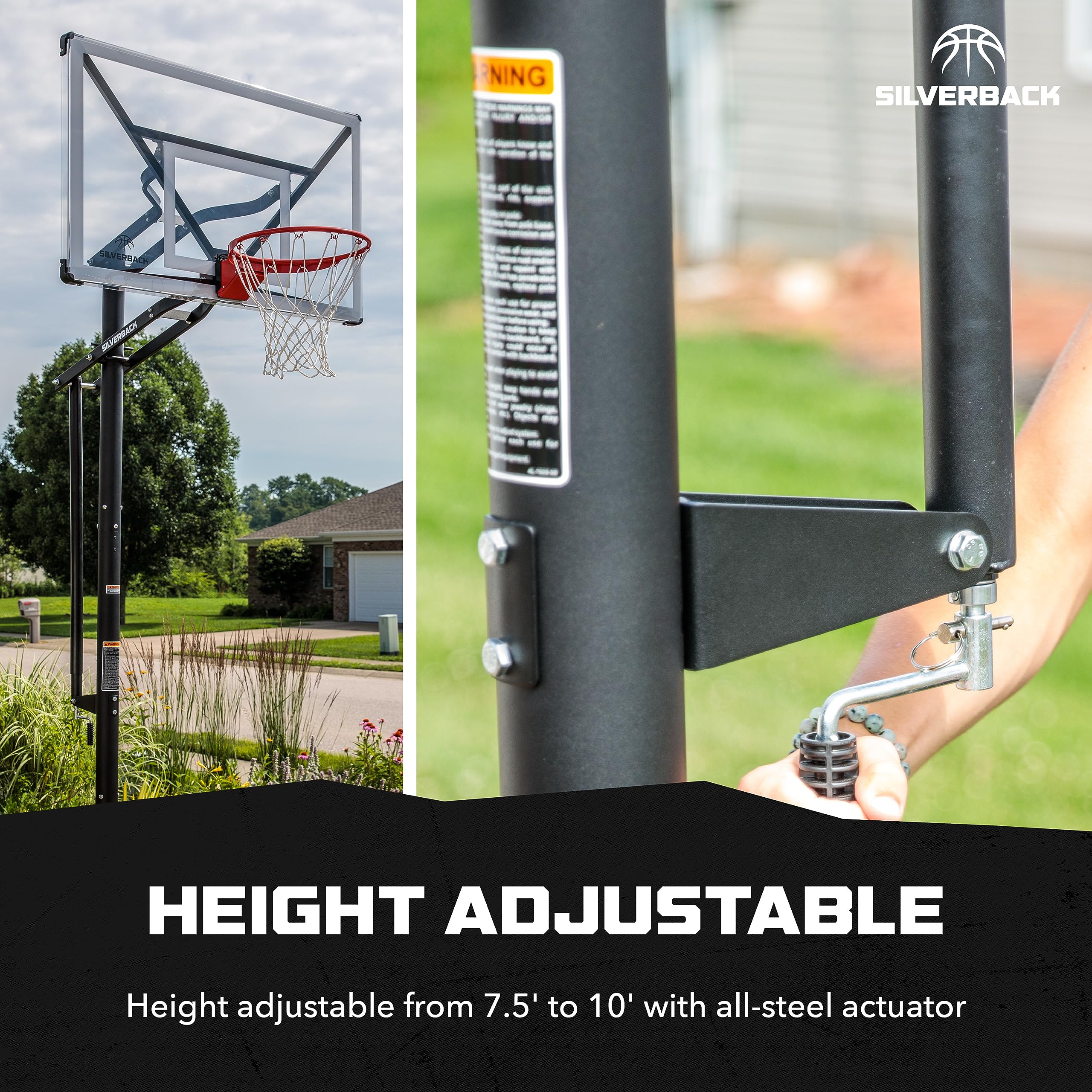 Silverback NXT 54" and NXT 60" In-Ground Basketball Hoops with Adjustable-Height Basketball Goal Backboard and QuickPlay Design