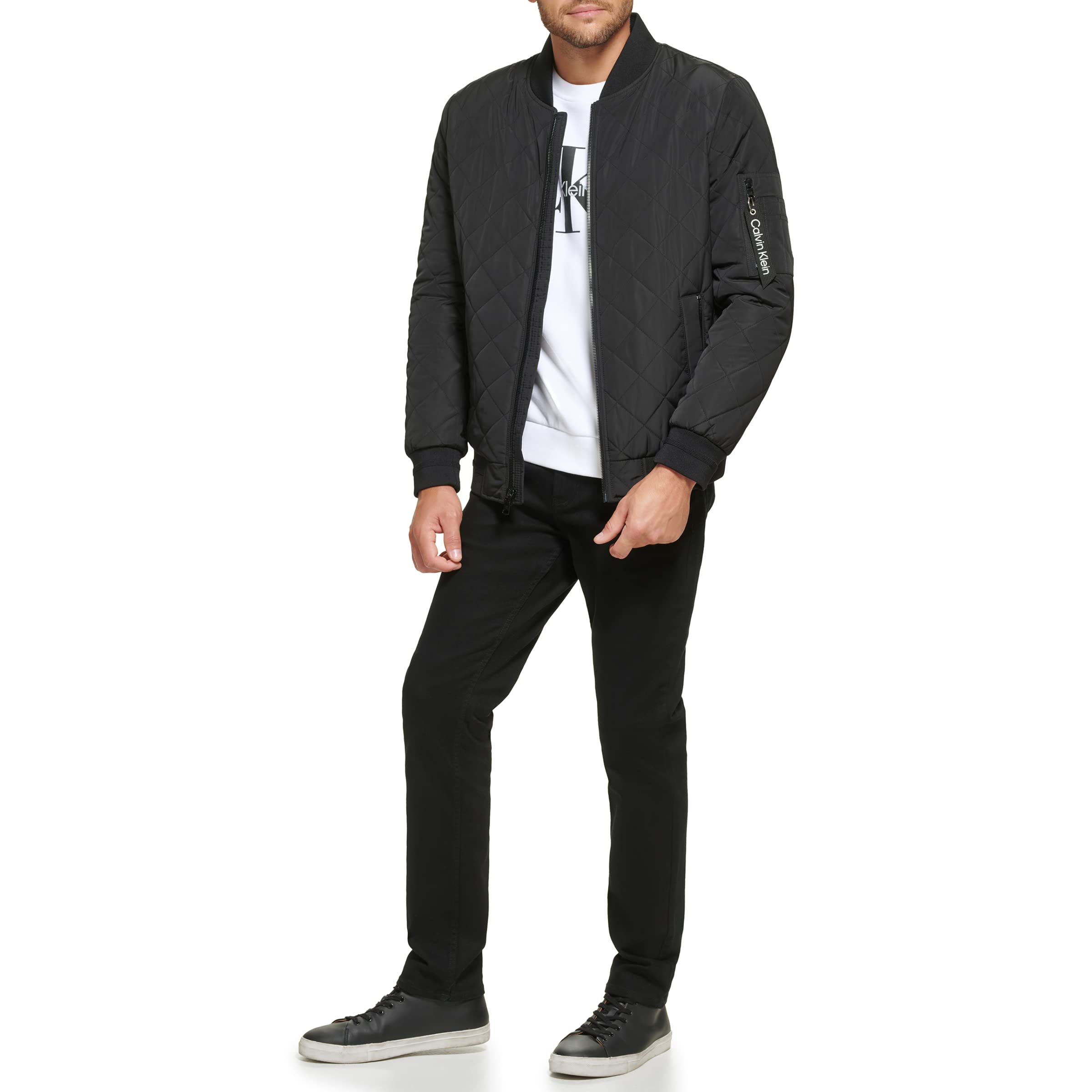 Calvin Klein Men's Quilted Zipper Detail Flight Jacket