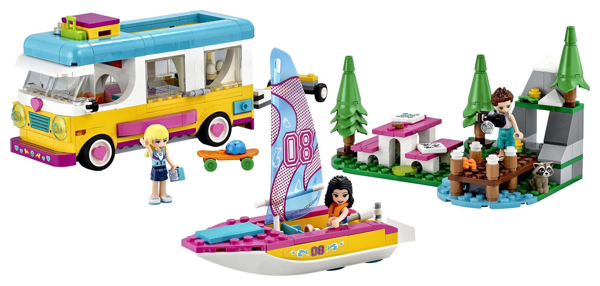 LEGO Friends Forest Camper Van and Sailboat 41681 (487 Pieces)