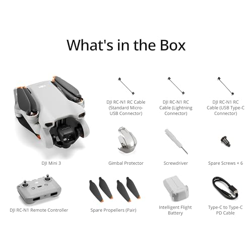 DJI Mini 3 - Lightweight and Foldable Mini Camera Drone with 4K HDR Video, 38-min Flight Time, True Vertical Shooting, and Intelligent Features