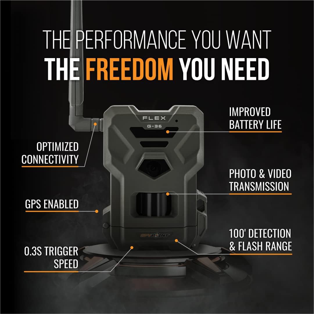 SPYPOINT Flex G-36 Twin Pack Cellular Trail Camera, 36MP Photos and 1080p Videos with Sound, GPS Enabled, Dual-Sim LTE Connectivity