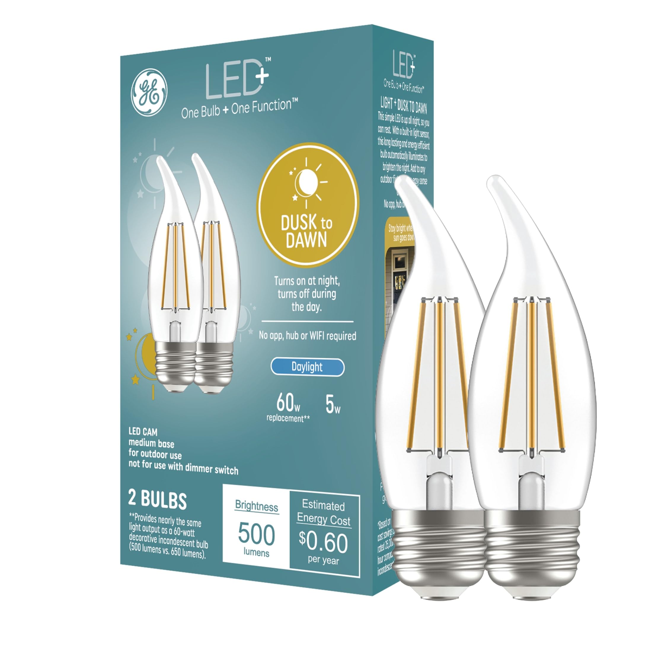 GE LED+ CA11 Dusk to Dawn LED Light Bulbs