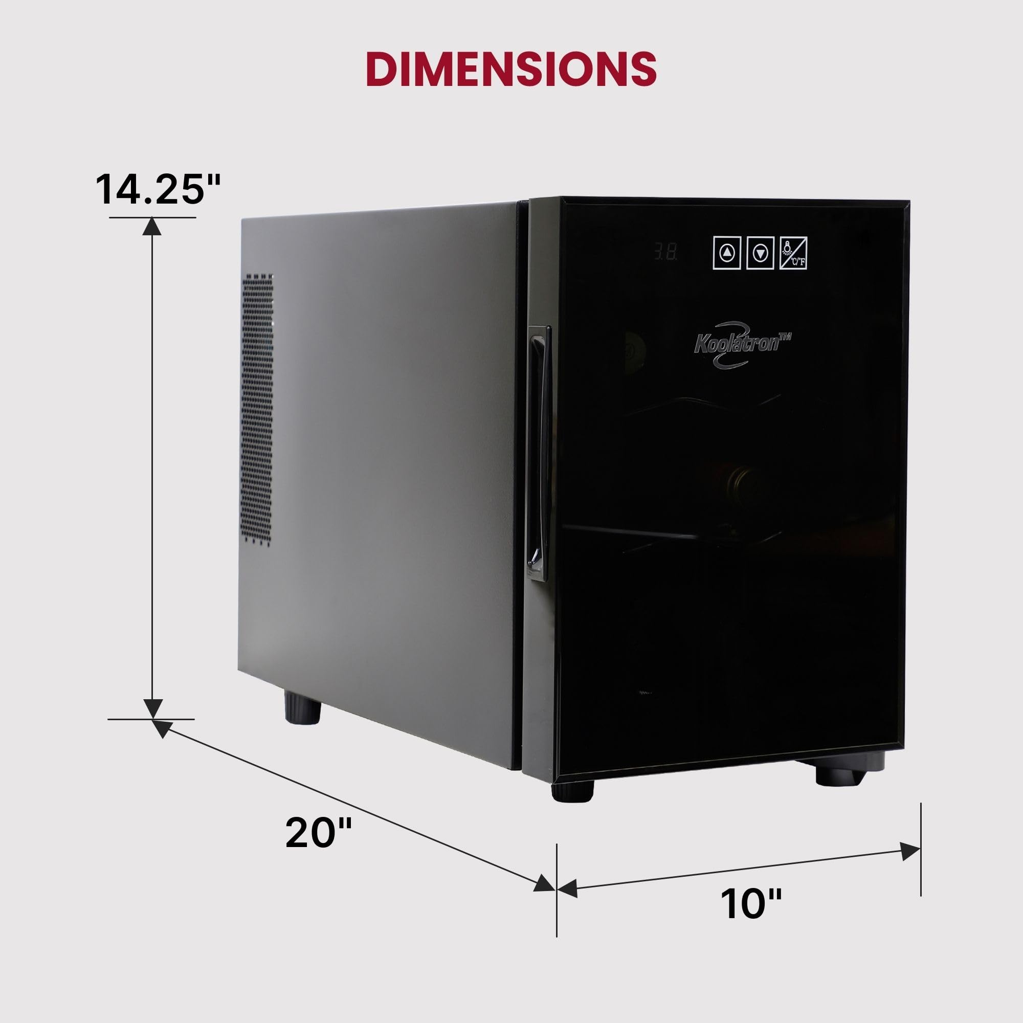 Koolatron 6 Bottle Wine Fridge – Freestanding Wine Cooler with Glass Door 0.6 cu ft (16 L)