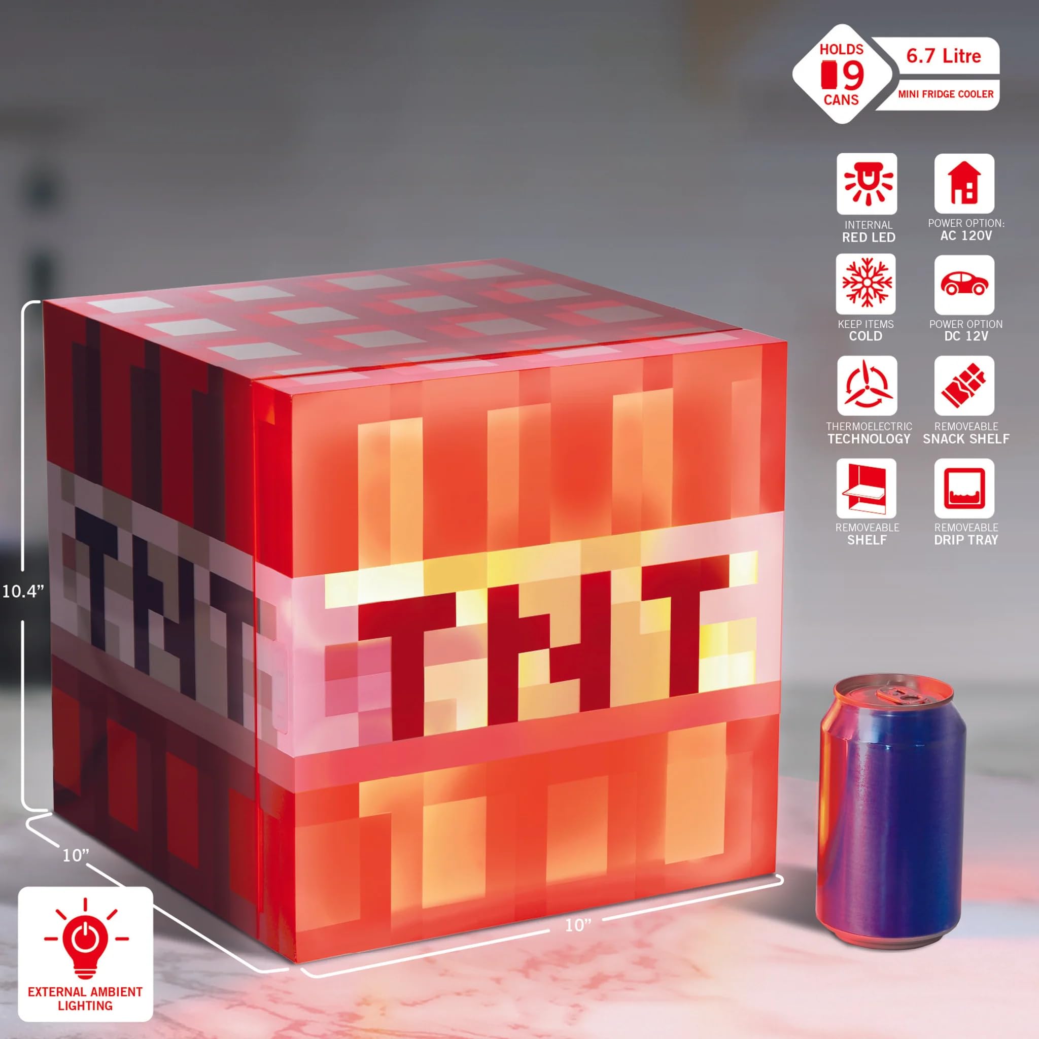 Minecraft Mini Refridgerator TNT Block 9 Can Fridge