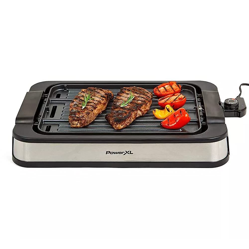 PowerXL Premium Indoor Electric Grill, Smokeless BBQ, Multi-Purpose Countertop Griddle, Authentic Grill Marks, Dishwasher-Safe, Non-Stick Coating, Rapid Heat