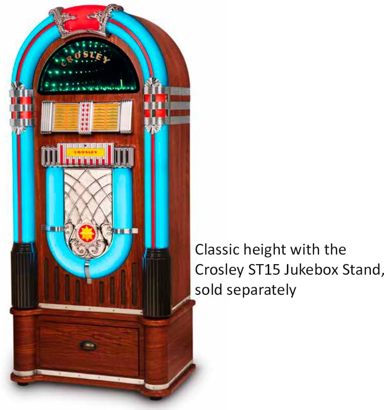 Crosley CR1215A-WA Full Size Digital Bluetooth Jukebox with CD, AM/FM Radio and Color Changing LED Lights, Walnut