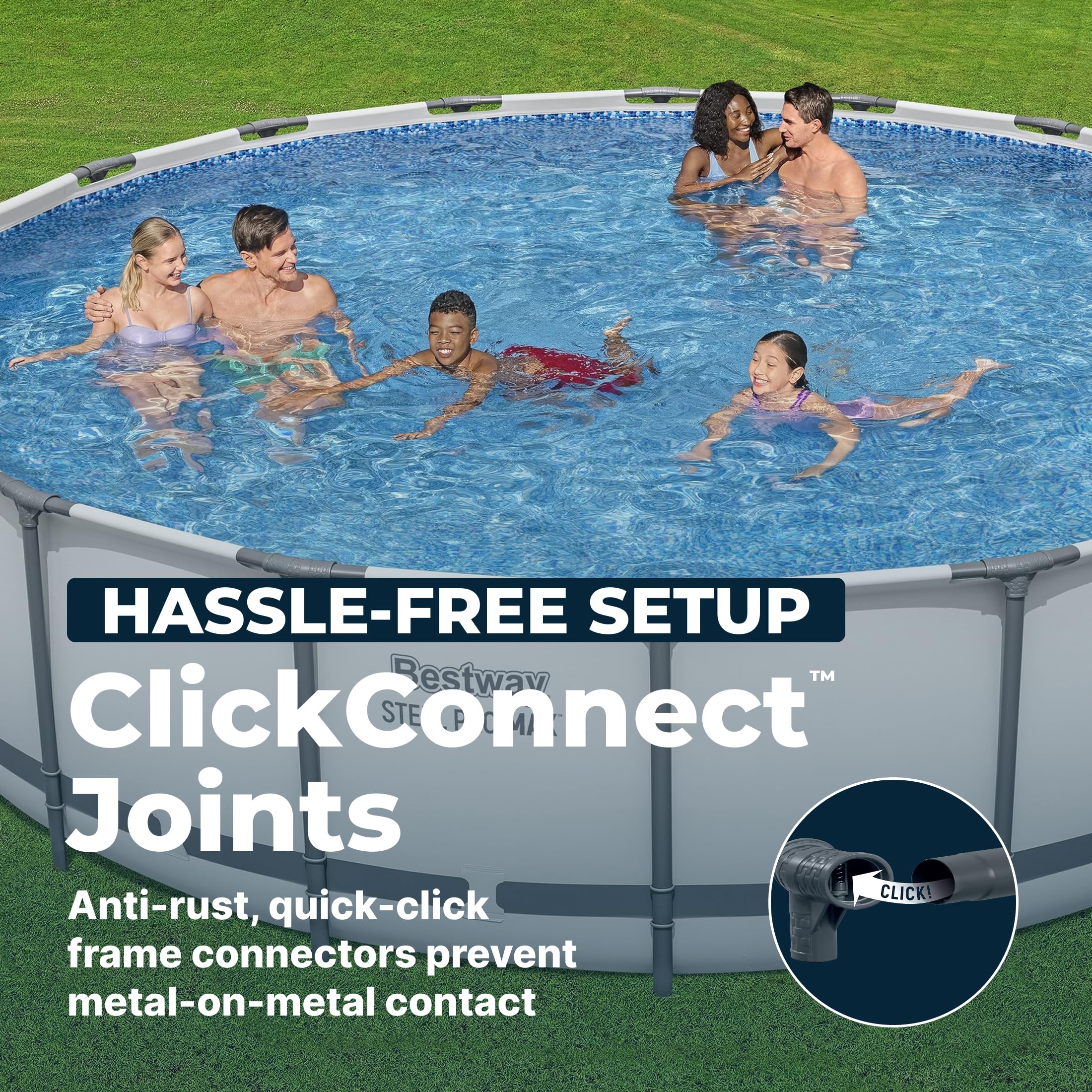 Bestway Steel Pro MAX Metal Frame Above Ground Outdoor Backyard Swimming Pool Set