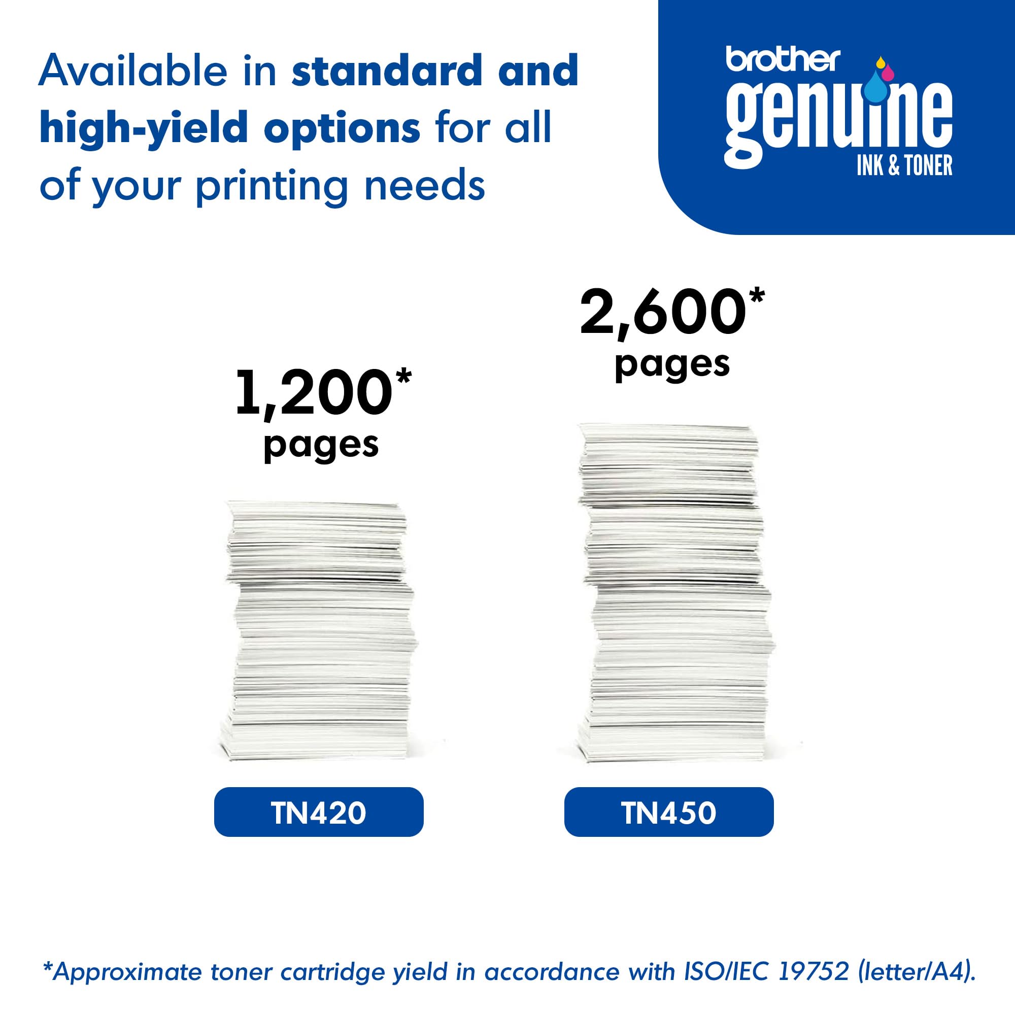 Brother Genuine TN420 Mono Laser Toner Cartridge, Black