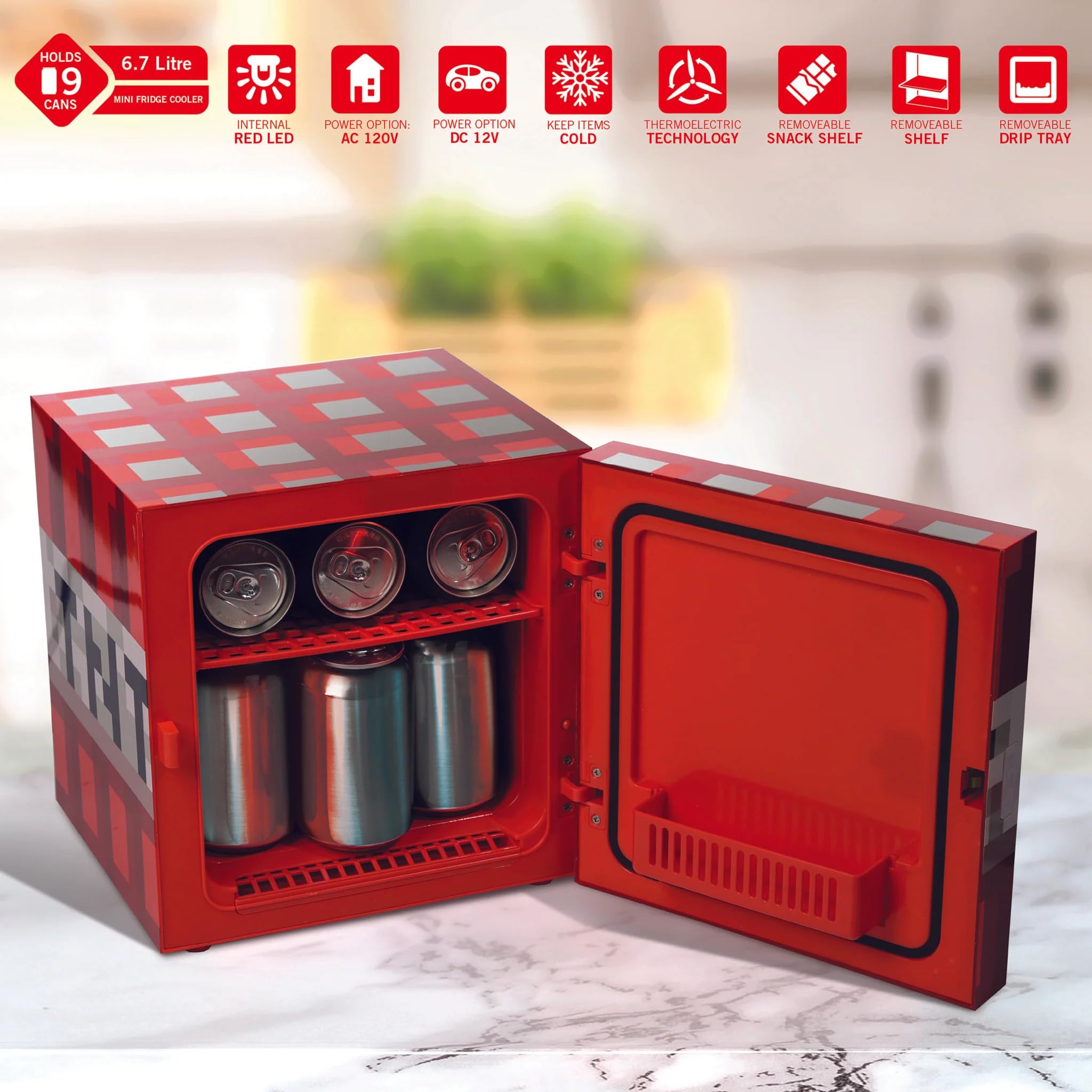 Minecraft Mini Refridgerator TNT Block 9 Can Fridge