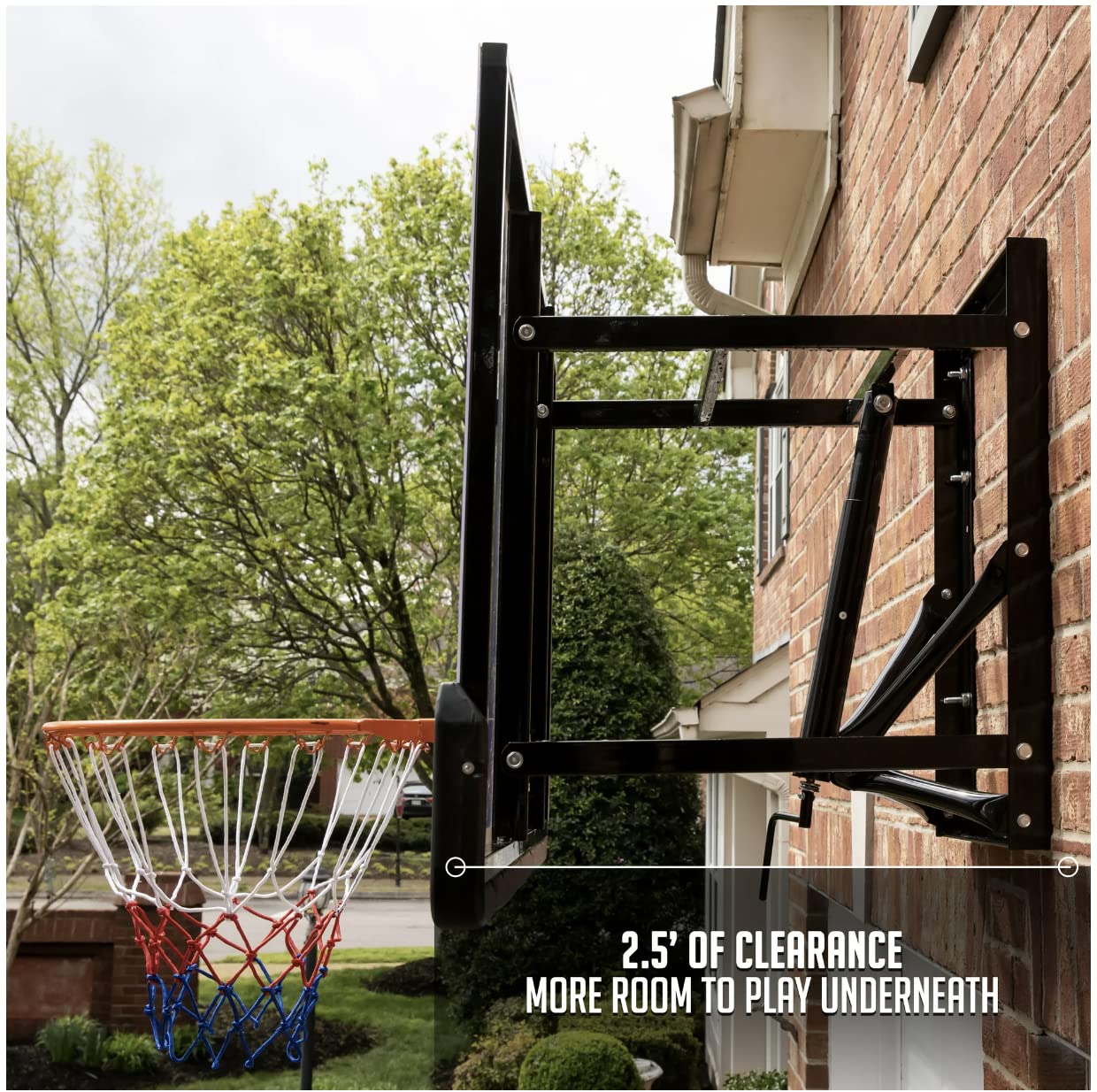 54-Inch Wall Mounted Backboard and Rim Combo with Polycarbonate Backboard Adjustable Height