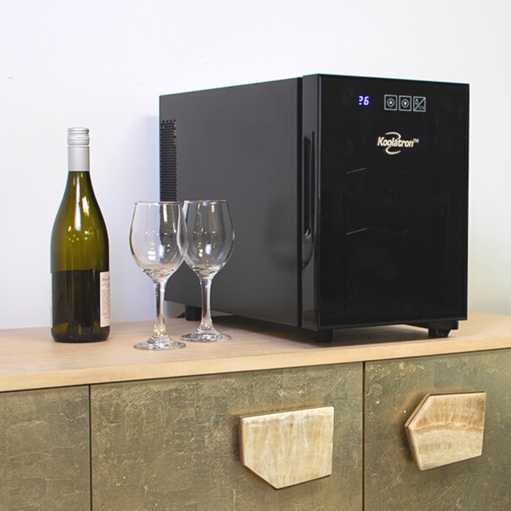 Koolatron 6 Bottle Wine Fridge – Freestanding Wine Cooler with Glass Door 0.6 cu ft (16 L)