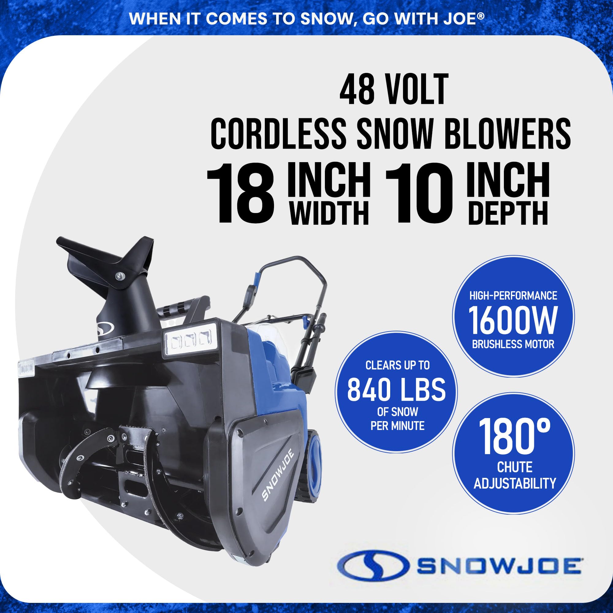 Snow Joe 48V Cordless Snow Blower Kit with Cover