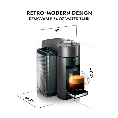 Nespresso Vertuo Coffee and Espresso Machine Bundle with Aeroccino Milk Frother by De'Longhi, Red