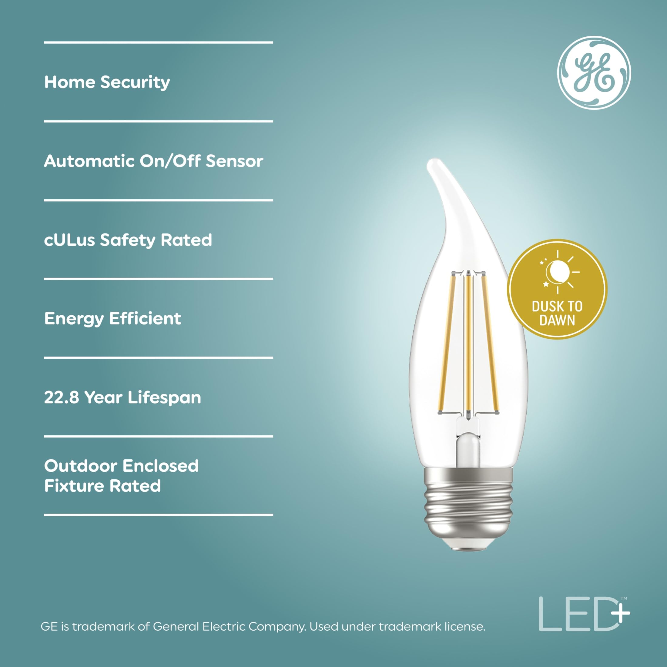 GE LED+ CA11 Dusk to Dawn LED Light Bulbs