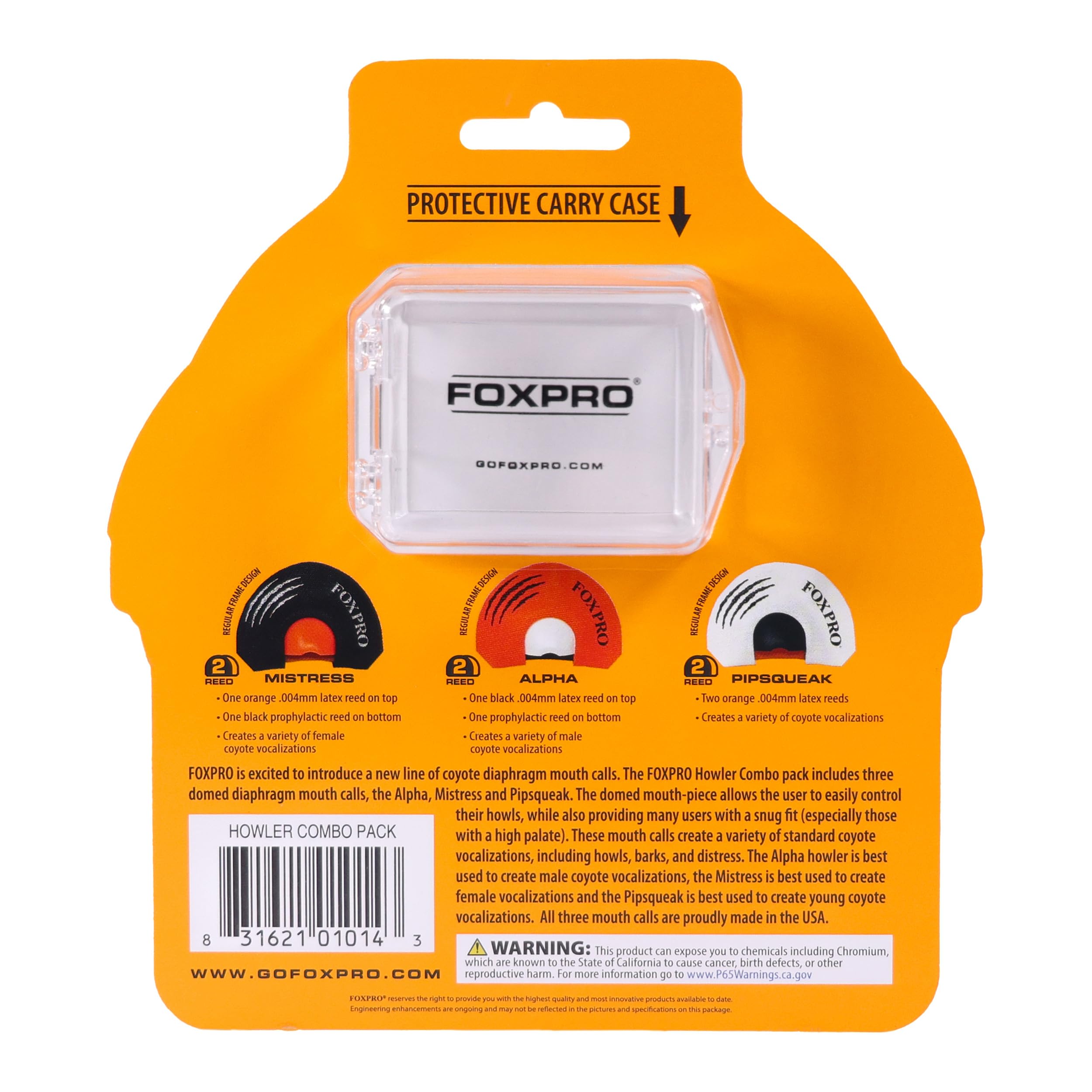 FOXPRO Howler Predator Mouth Call Combo Pack for Coyote Hunting Includes Three Domed Diaphragm Mouth Calls