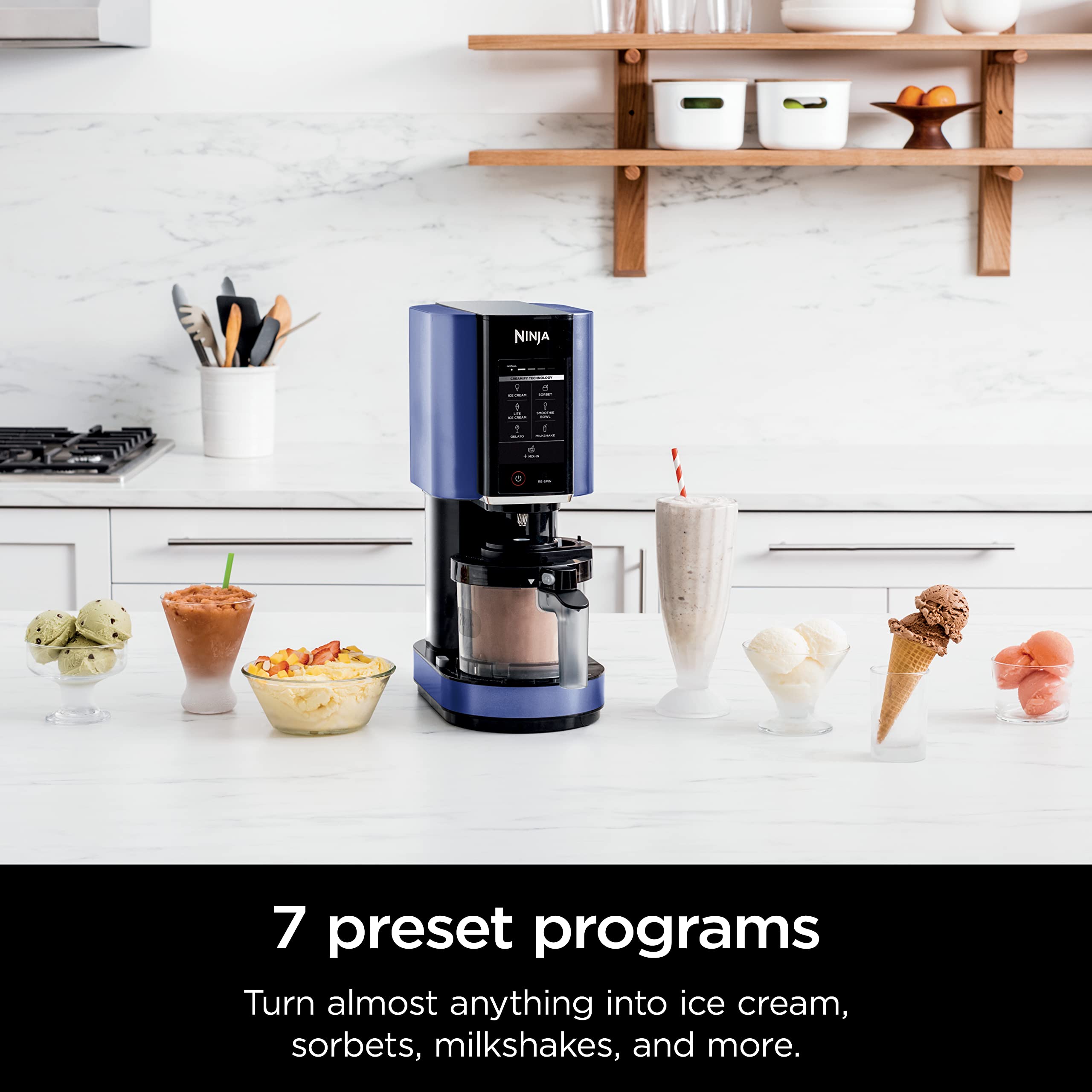 Ninja CREAMi Ice Cream Maker, for Gelato, Mix-ins, Milkshakes, Sorbet, Smoothie Bowls & More, 7 One-Touch Programs, with (2) Pint Containers & Lids, Compact Size, Perfect for Kids