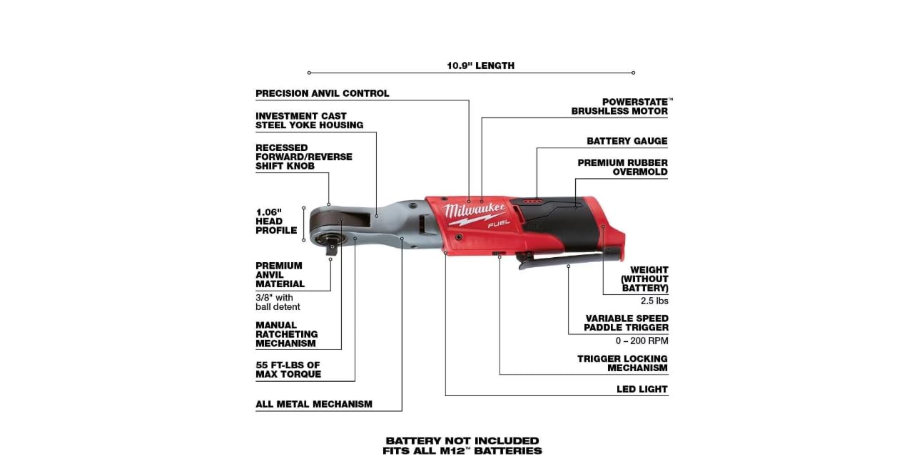 Milwaukee 2557-20 M12 Fuel 3/8" Ratchet (Bare Tool)