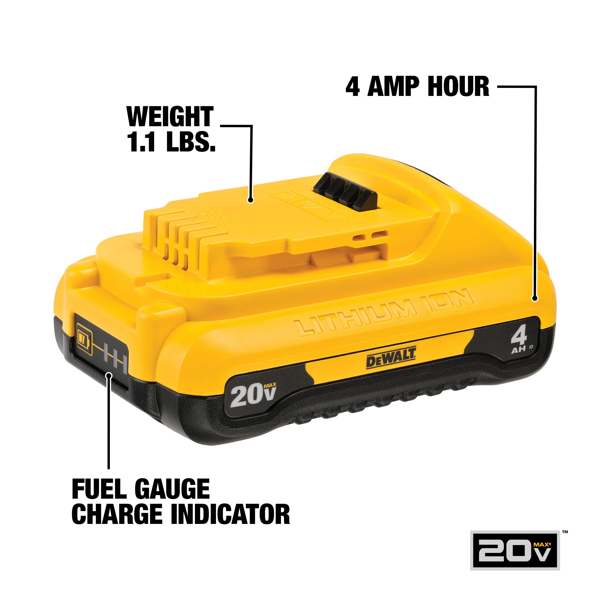 DEWALT 20V MAX* Battery, Compact, 4.0-Ah (DCB240)