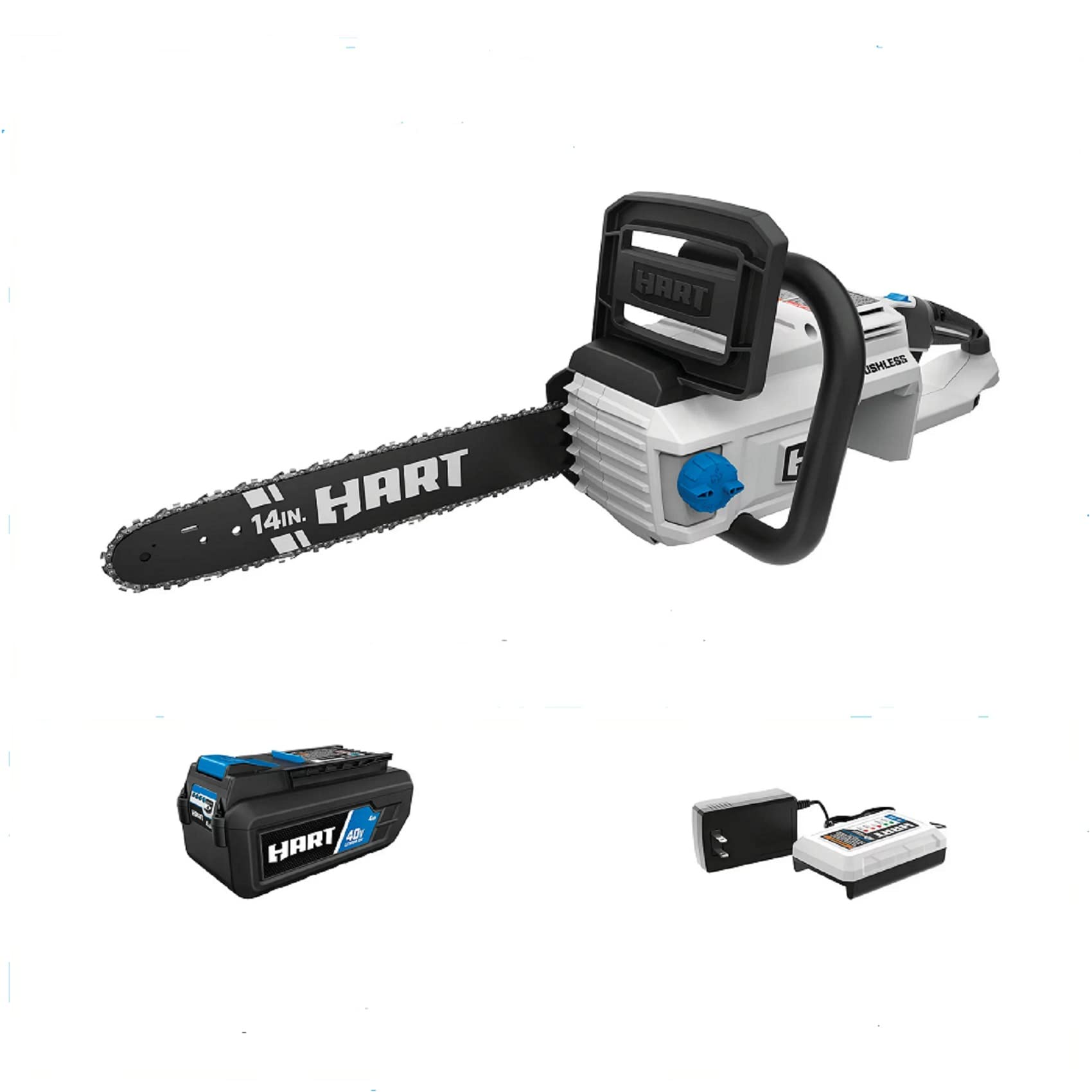 HART 40-Volt Cordless Brushless 14-inch Chainsaw Kit (1) 4.0Ah Lithium-Ion